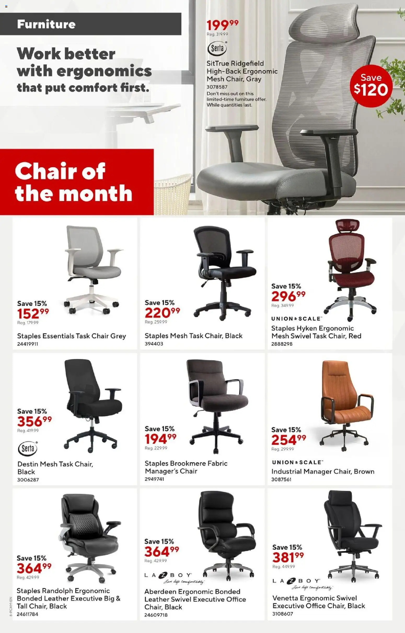 Staples flyer valid from 06.03.2026 | Page: 8 | Products: Chair