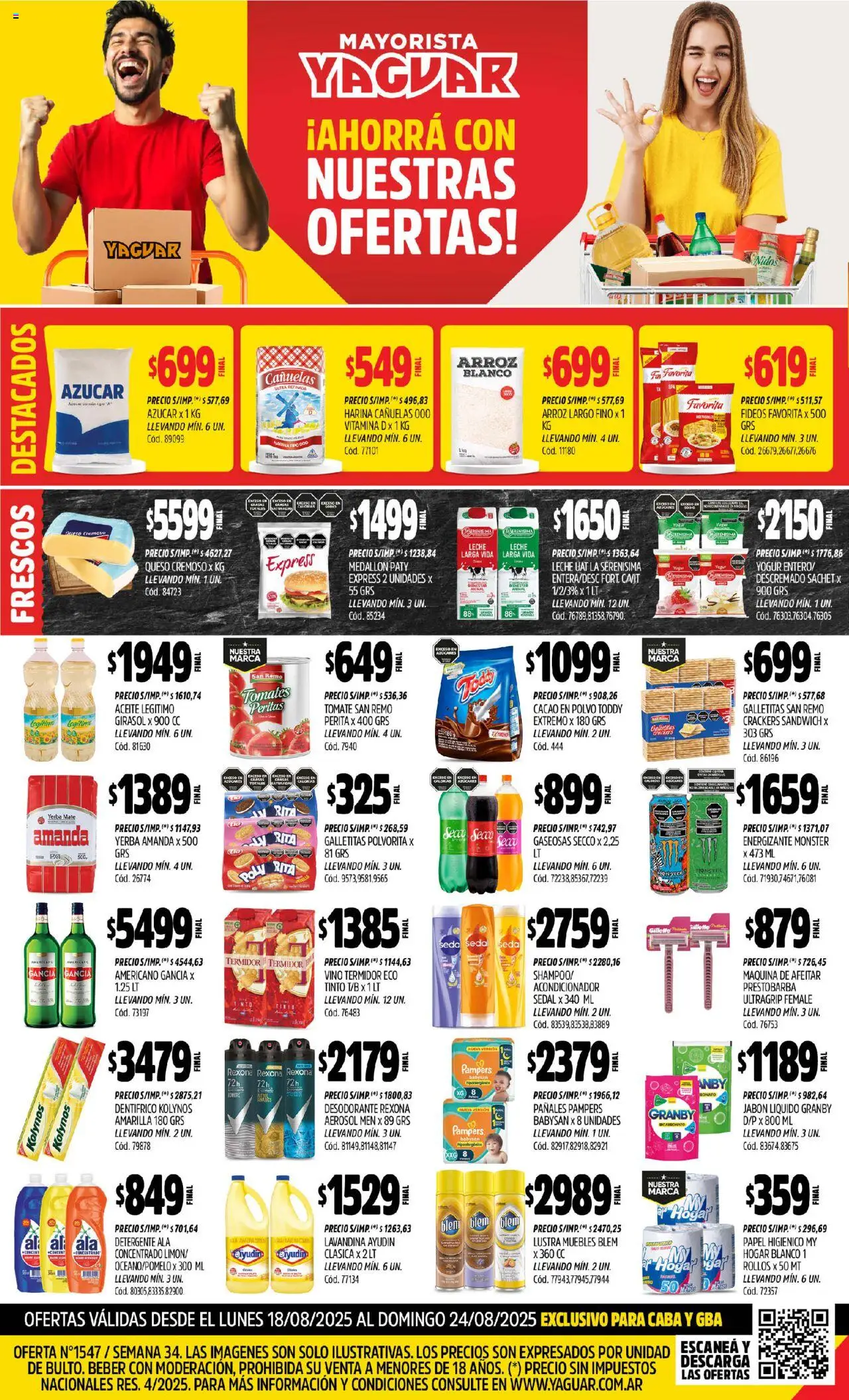 Yaguar catálogo │ válido desde el 18.08.2025 | Página: 1 | Productos: Jabón, Yogur, Vino, Tomates