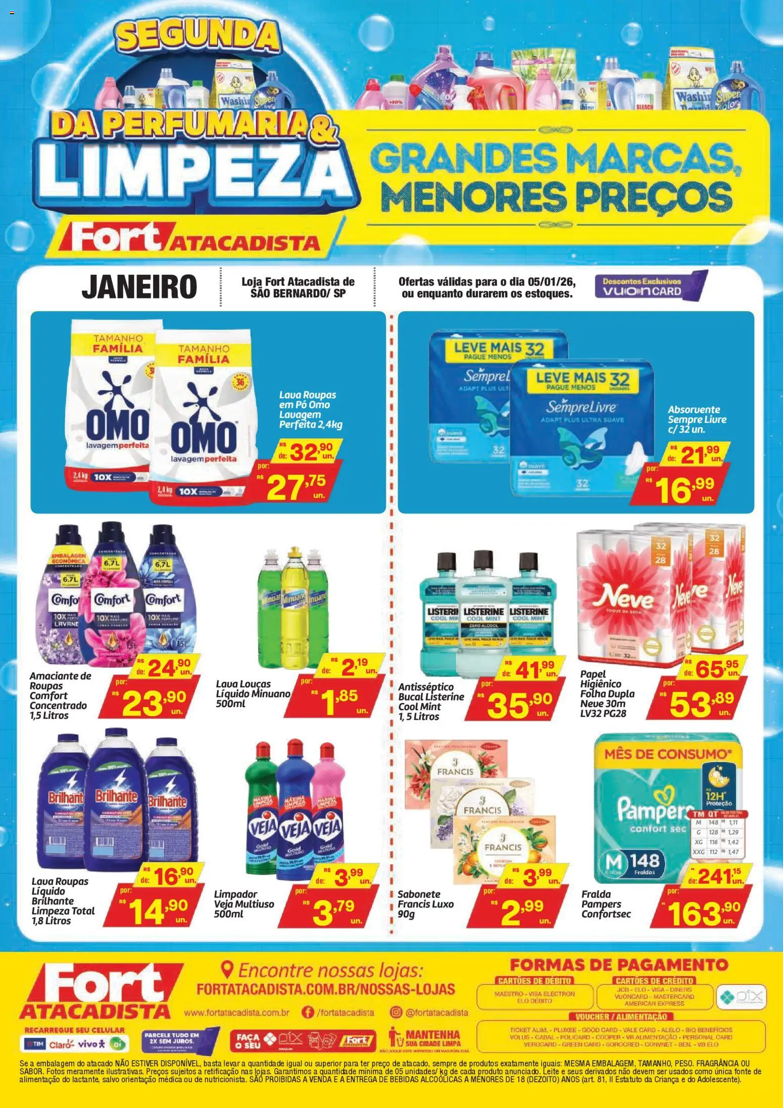 Fort Atacadista Folheto - válido de 05.01.2026 | Página: 1 | Produtos: Celular, Fragrância, Sabonete, Amaciante