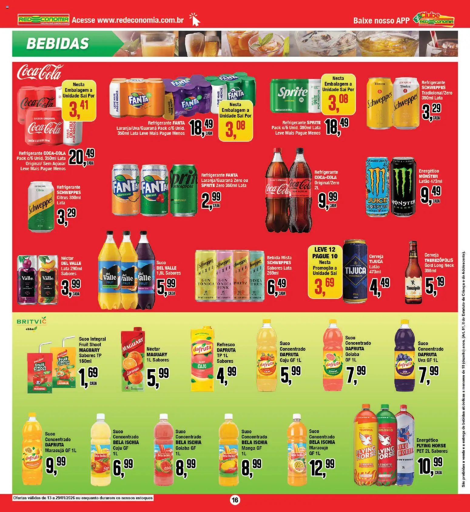 RedEconomia Folheto - válido de 12.01.2026 | Página: 16 | Produtos: Fanta, Cerveja, Bebida, Monster