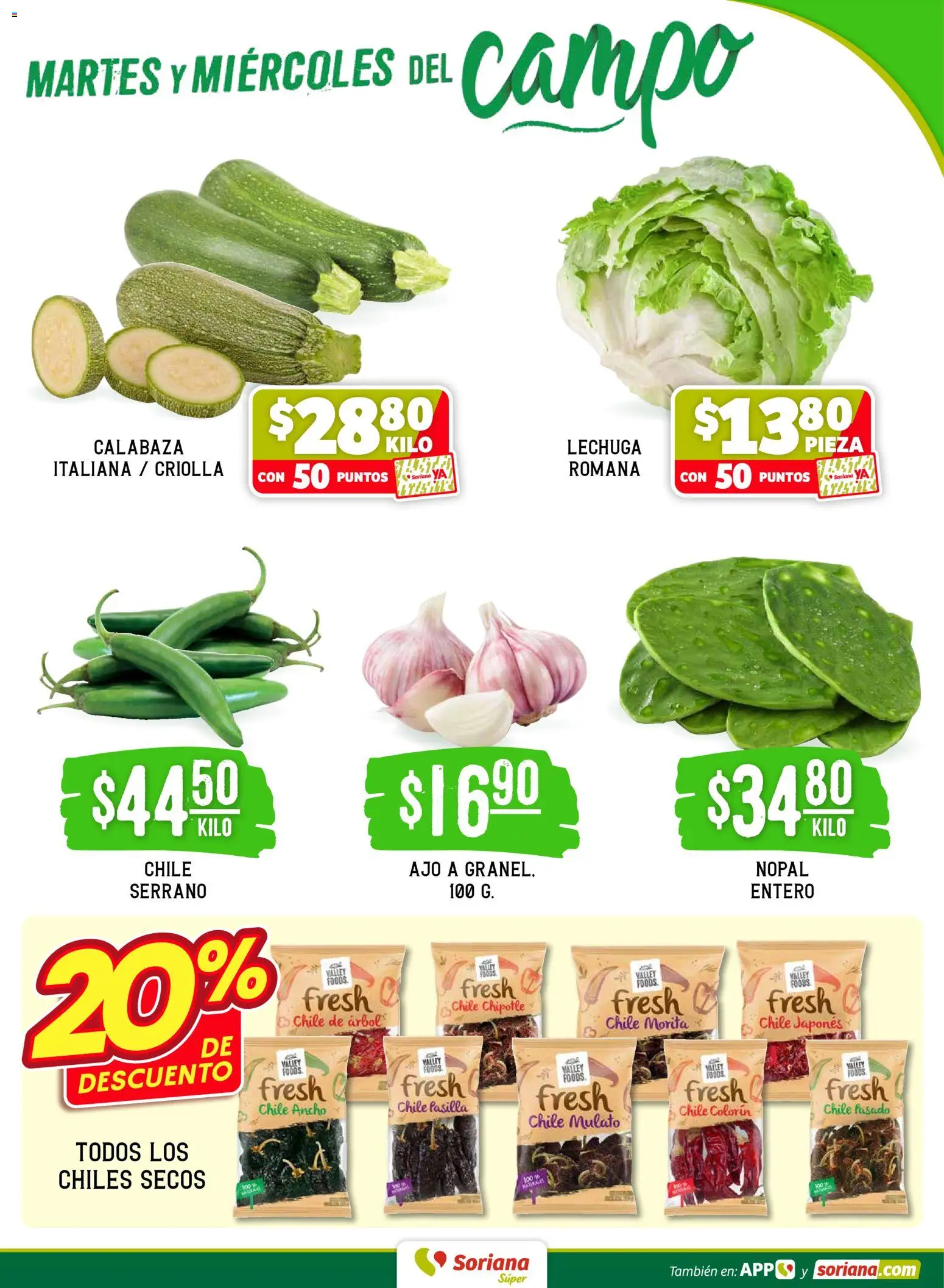 Nuevas ofertas de Soriana válidas en toda la República Mexicana desde el 31.03.2026. ¡Encuentra las mejores ofertas en Soriana Martes y Miércoles del Campo Súper: Ver, Tab, Chis, Camp, Yuc y Q. Roo! | Página: 3 | Productos: Ajo, Lechuga