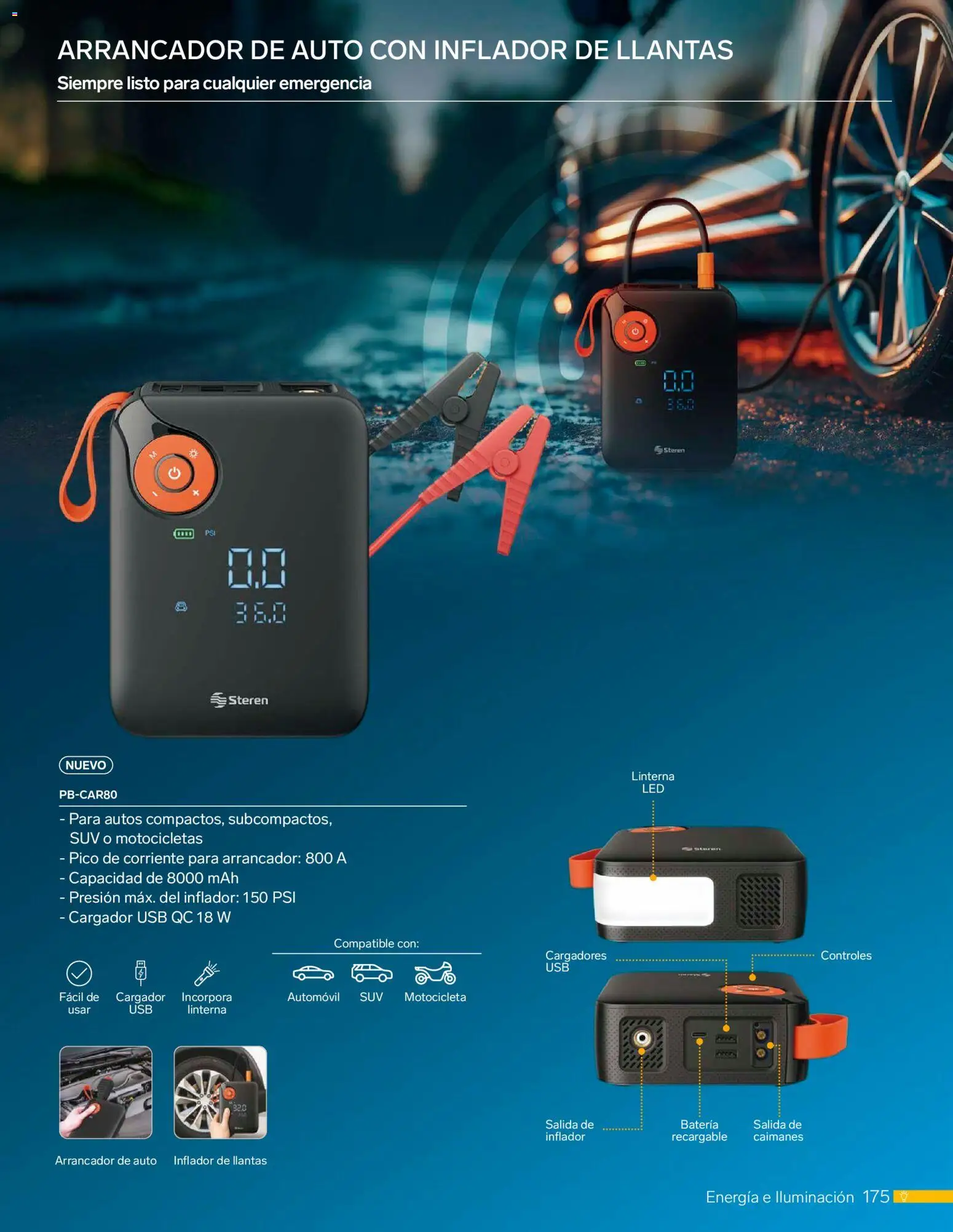 Nuevas ofertas de Steren válidas en toda la República Mexicana desde el 01.01.2026. ¡Encuentra las mejores ofertas en Steren catálogo! | Página: 187 | Productos: Usb, Inflador, Cargador, Pico