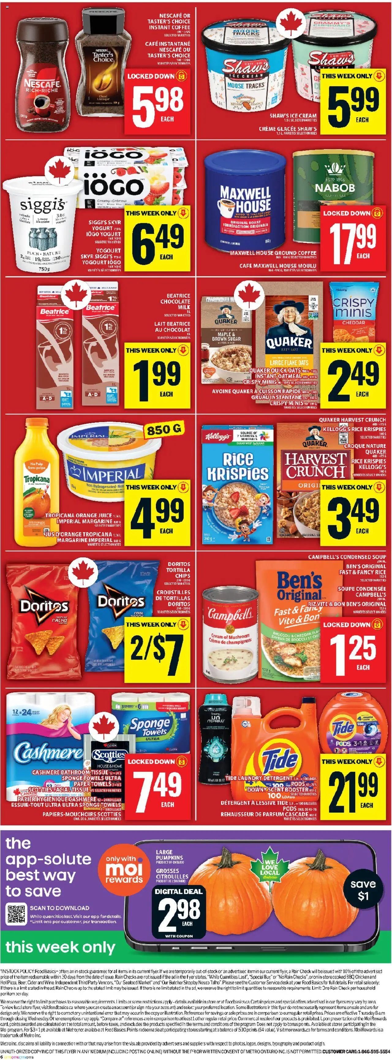 Food Basics flyer valid from 02.10.2025 | Page: 5 | Products: Chips, Yogurt, Chocolate, Juice