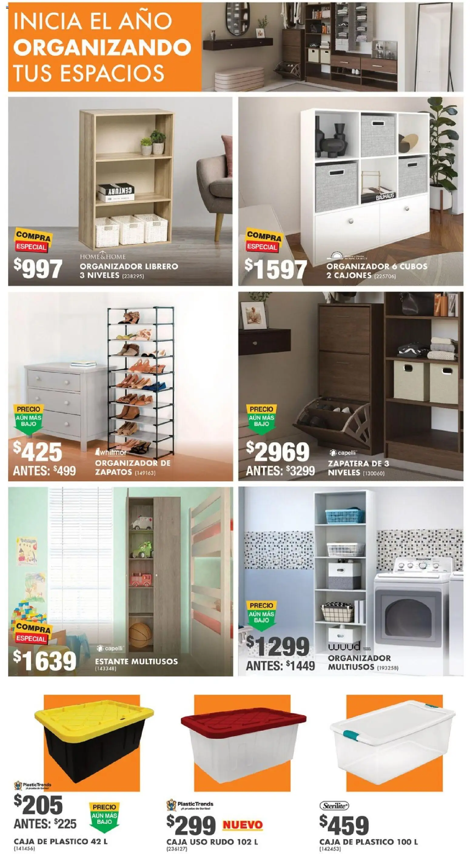 Nuevas ofertas de Home Depot válidas en toda la República Mexicana desde el 15.01.2026. ¡Encuentra las mejores ofertas en Home Depot catálogo! | Página: 7 | Productos: Estante, Zapatos, Organizador, Caja