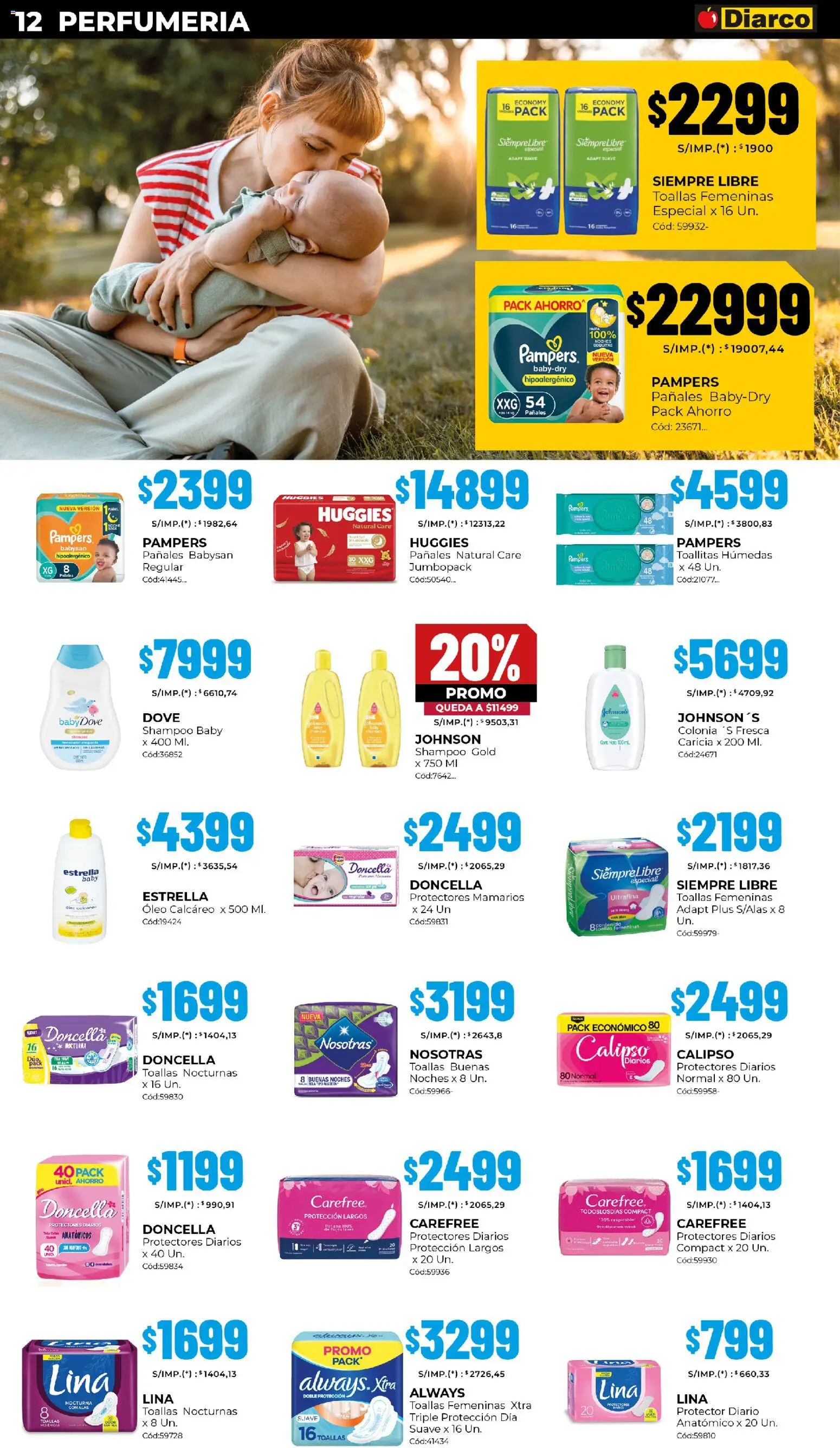 Diarco - Ofertas Interior │ válido desde el 27.10.2025 | Página: 12 | Productos: Toallas, Shampoo, Toallitas húmedas, Pañales