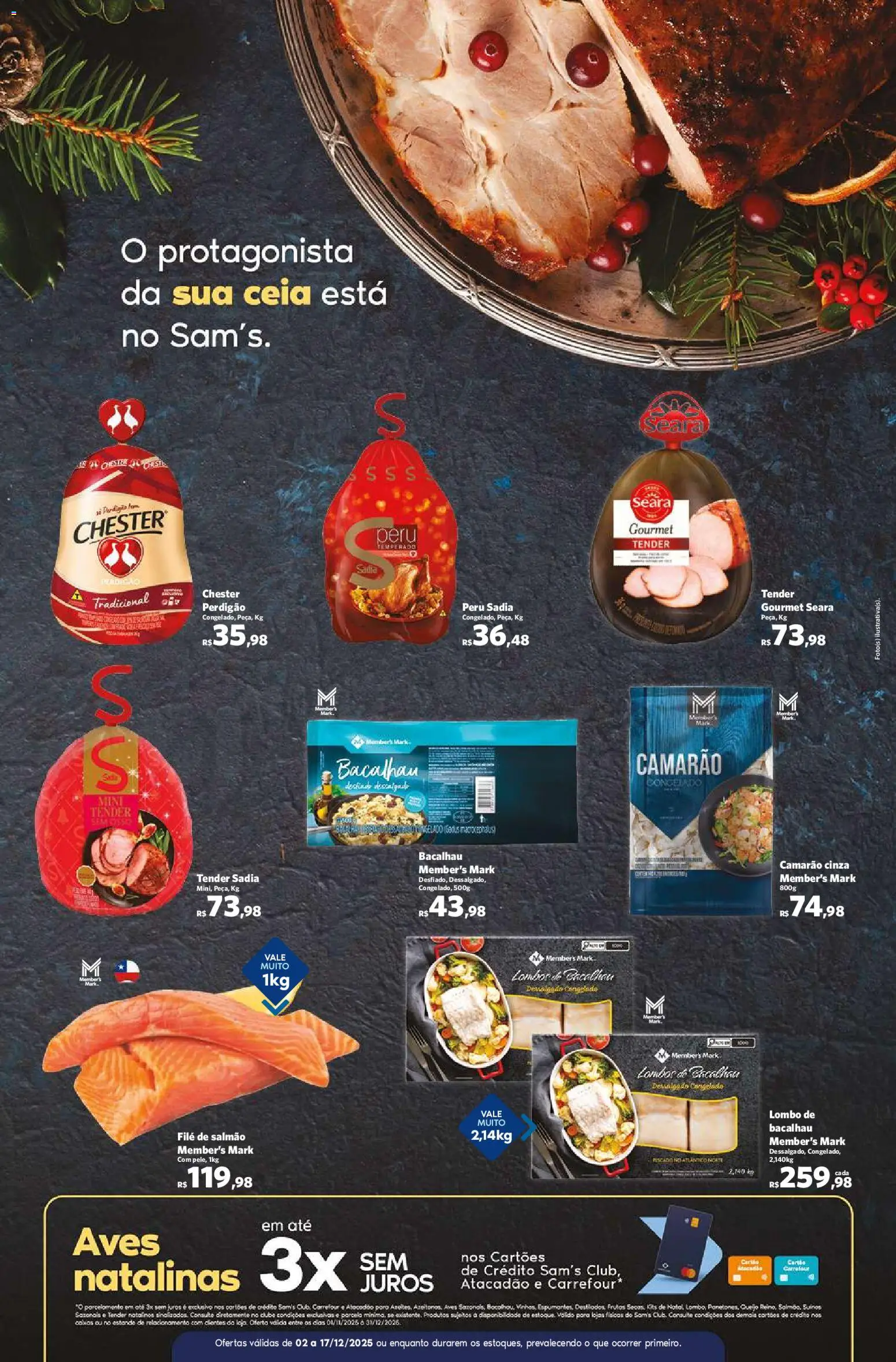 Sam's Club Folheto - válido de 02.12.2025 | Página: 3 | Produtos: Tender, Salmão, Lombo, Camarão