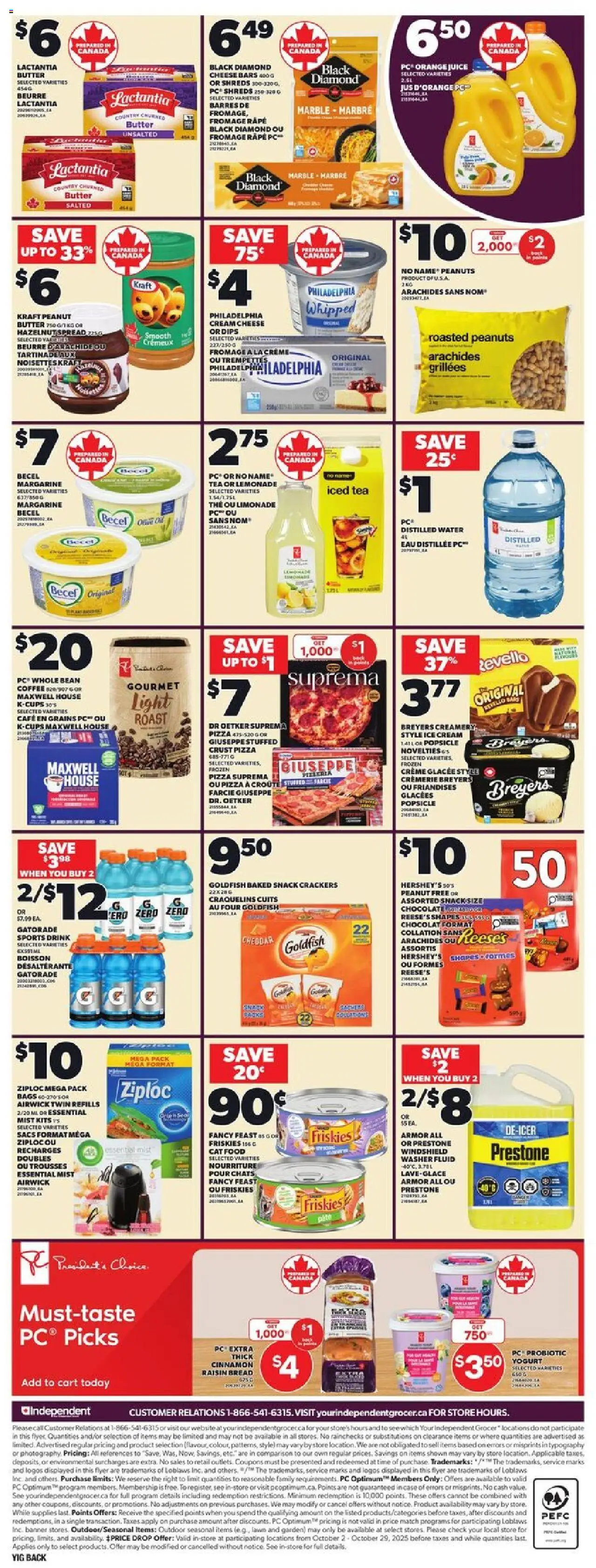 Independent Grocer flyer valid from 16.10.2025 | Page: 5 | Products: PC, Butter, Chocolate, Pizza