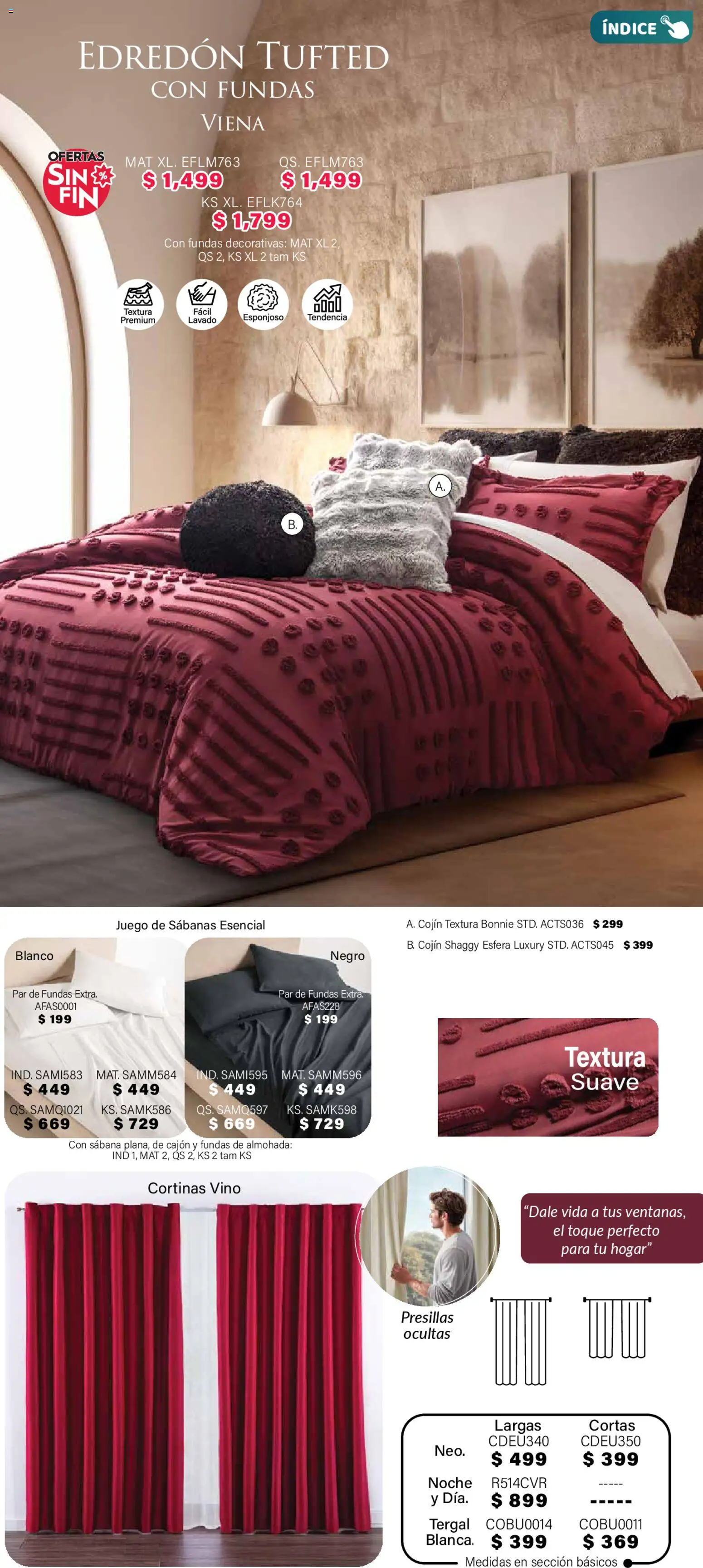 Nuevas ofertas de Colchas Concord válidas en toda la República Mexicana desde el 01.11.2025. ¡Encuentra las mejores ofertas en Colchas Concord Buen Fin! | Página: 136 | Productos: Juego, Almohada, Sabanas, Cortinas