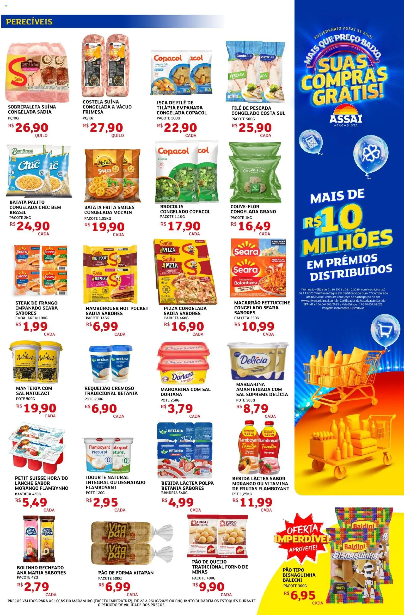 Assaí Atacadista Folheto - válido de 22.10.2025 | Página: 3 | Produtos: Bebida, Brócolis, Frango, Batata frita