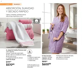 Vista previa de Juego de 4 toallas florence rosa*, 100% algodón. Incluye 1 toalla de medio baño de 70 x 130 cm; 2 toallas de manos de 40 x 60 cm c/u y 1 toalla facial de 30 x 30 cm, nuevo folleto de la tienda, válido en México a partir del 02.04.2026 | Página: 92 | Productos: Juego, Algodón, Toallas, Bata