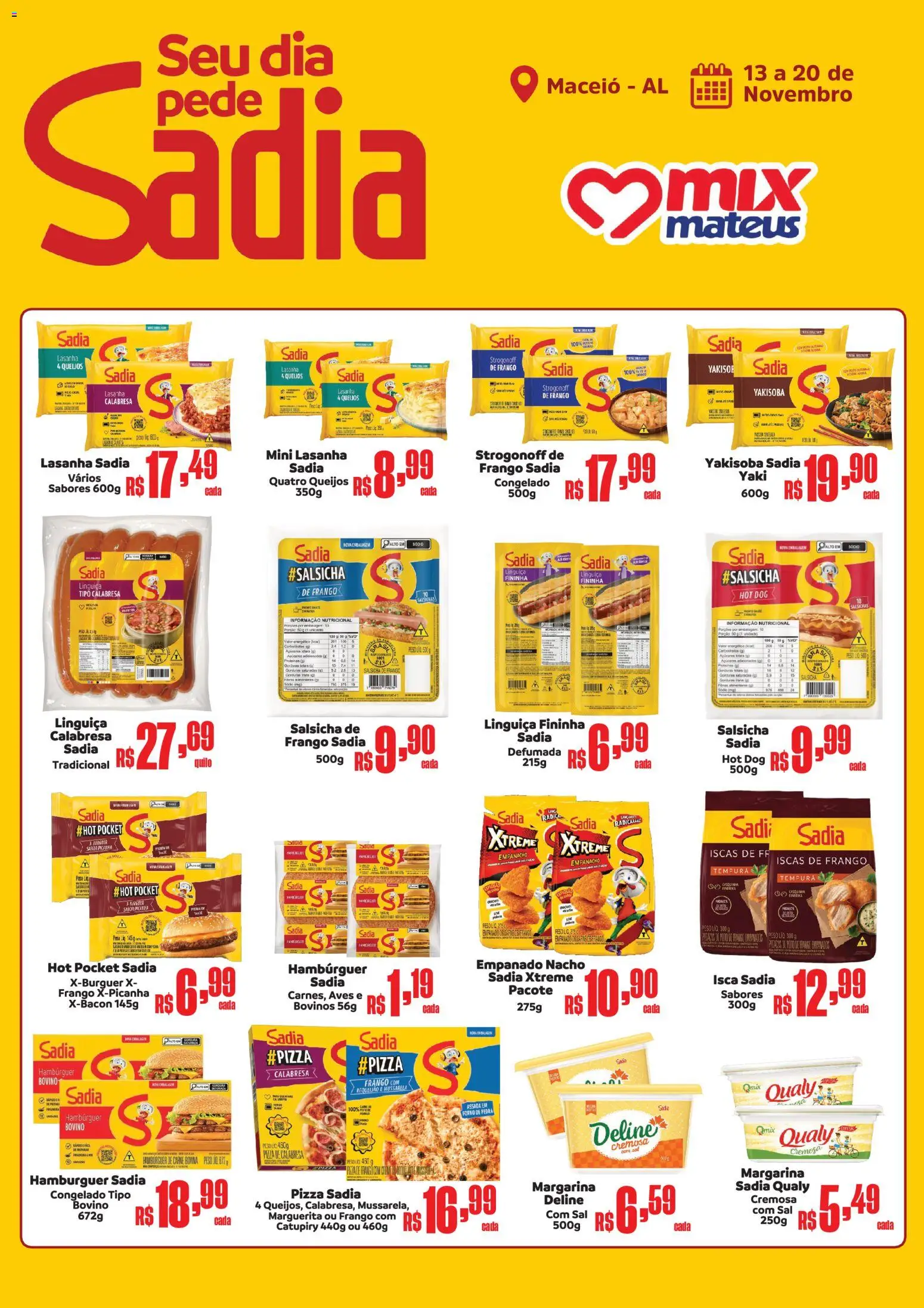 Mateus Folheto - válido de 13.11.2025 | Página: 1 | Produtos: Salsicha, Frango, Requeijão, Margarina