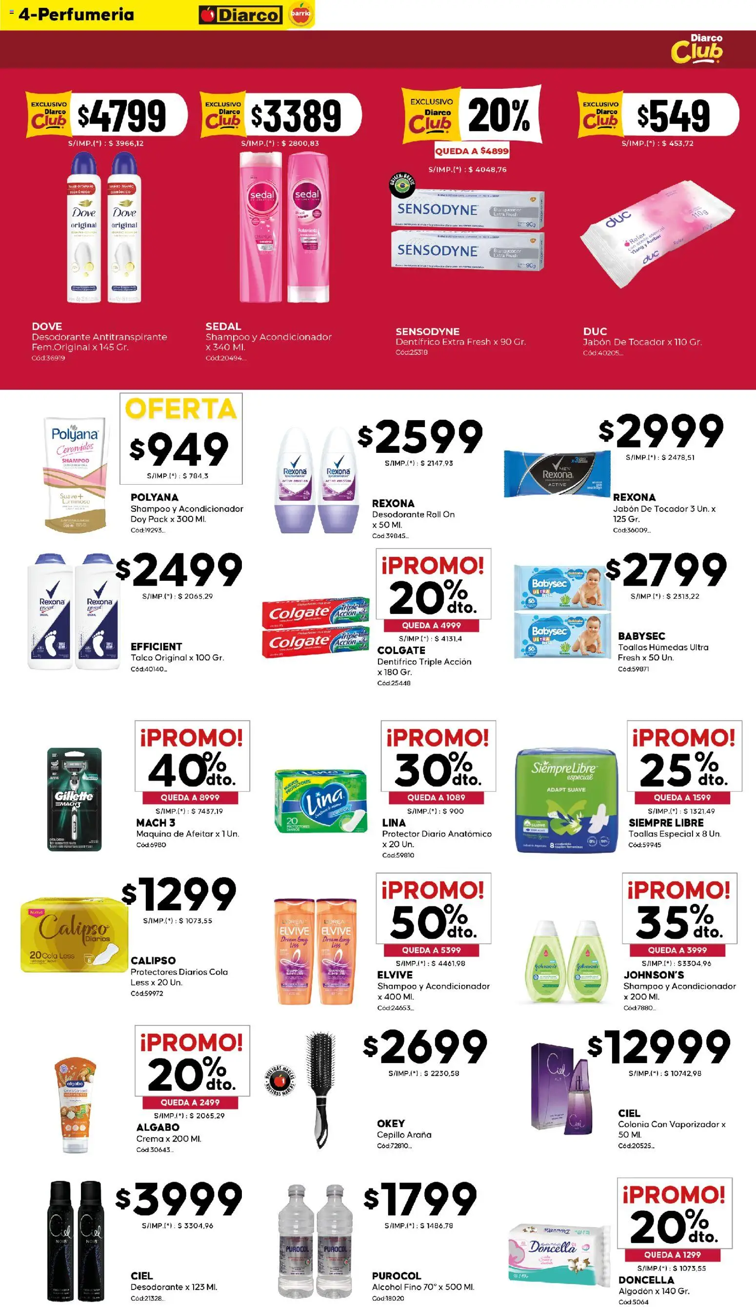 Diarco ofertas - BARRIO │ válido desde el 12.01.2026 | Página: 4 | Productos: Toallas, Maquina de afeitar, Acondicionador, Protectores diarios