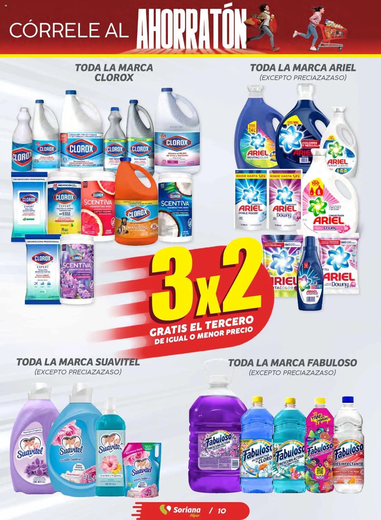 Nuevas ofertas de Soriana válidas en toda la República Mexicana desde el 06.11.2025. ¡Encuentra las mejores ofertas en Soriana - Ahorratón Soriana Híper Nacional! | Página: 10 | Productos: Desinfectante, Cloro, Riel, Fragancia