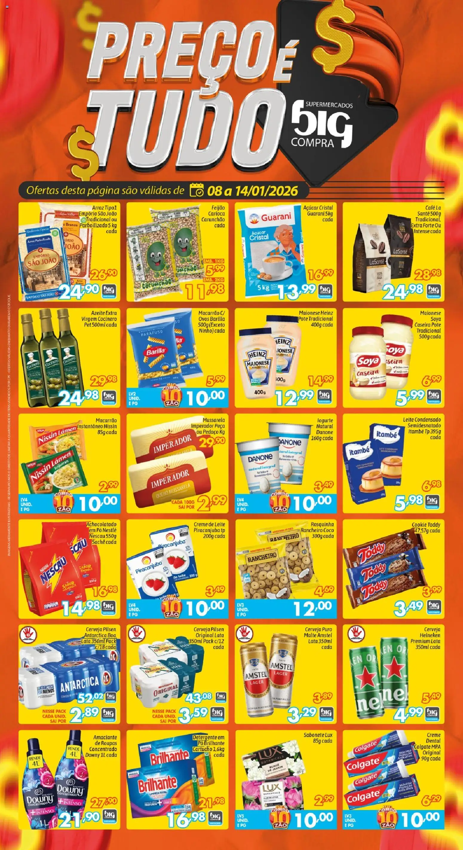 Big Compra Folheto - válido de 08.01.2026 | Página: 1 | Produtos: Detergente, Leite, Chocolate, Macarrão