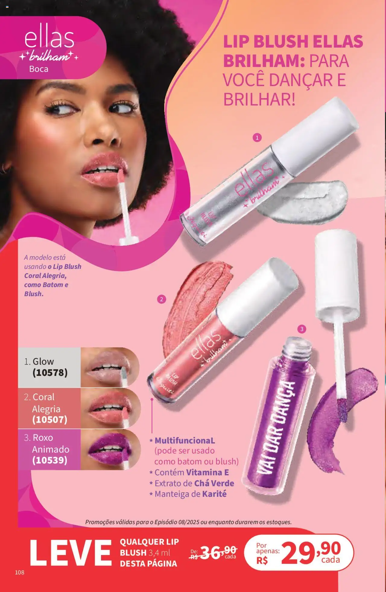 Jequiti Folheto - válido de 02.06.2025 | Página: 108 | Produtos: Blush, Batom, Multifuncional, Chá verde