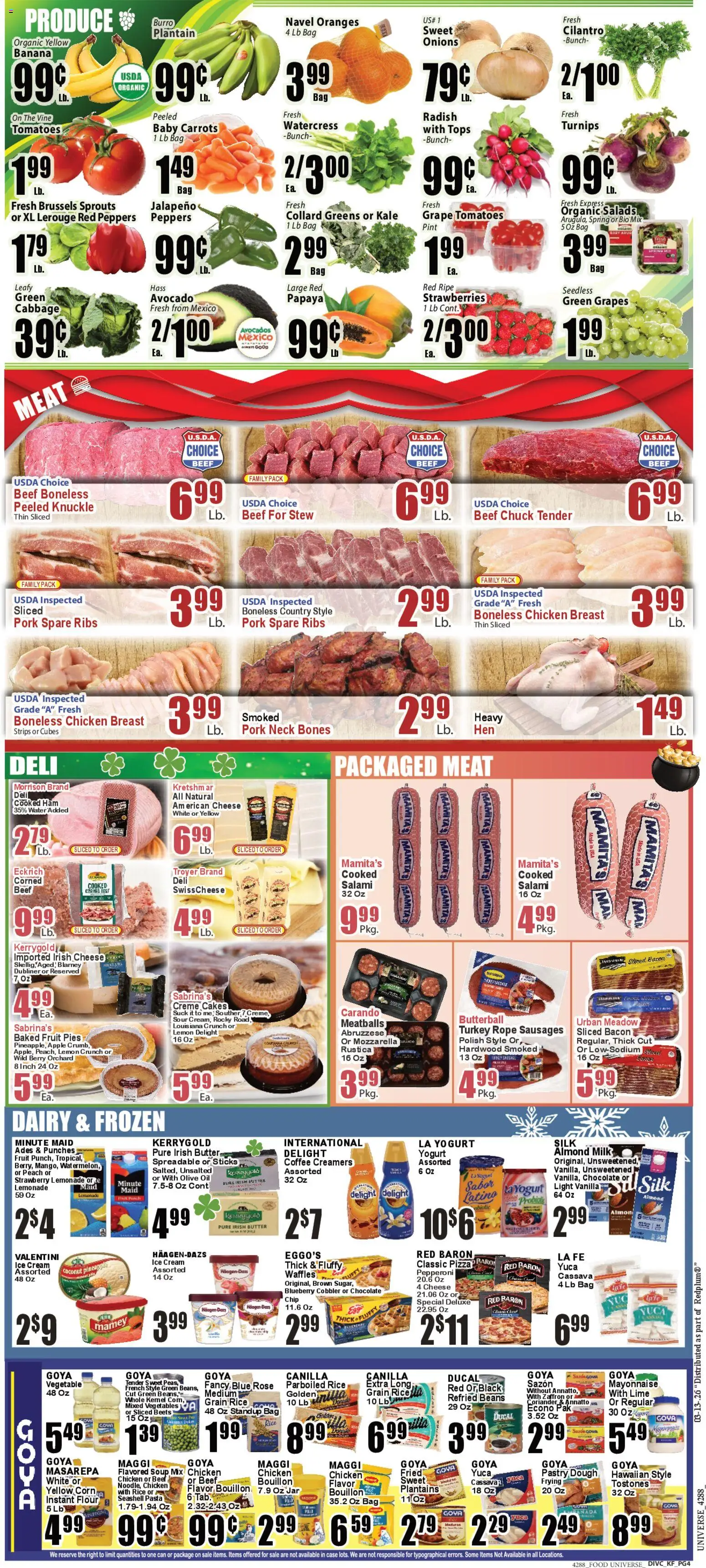 Food Universe Weekly Ad - valid from 13.03.2026 | Page: 4 | Products: Oil, Coffee, Chocolate, Beef