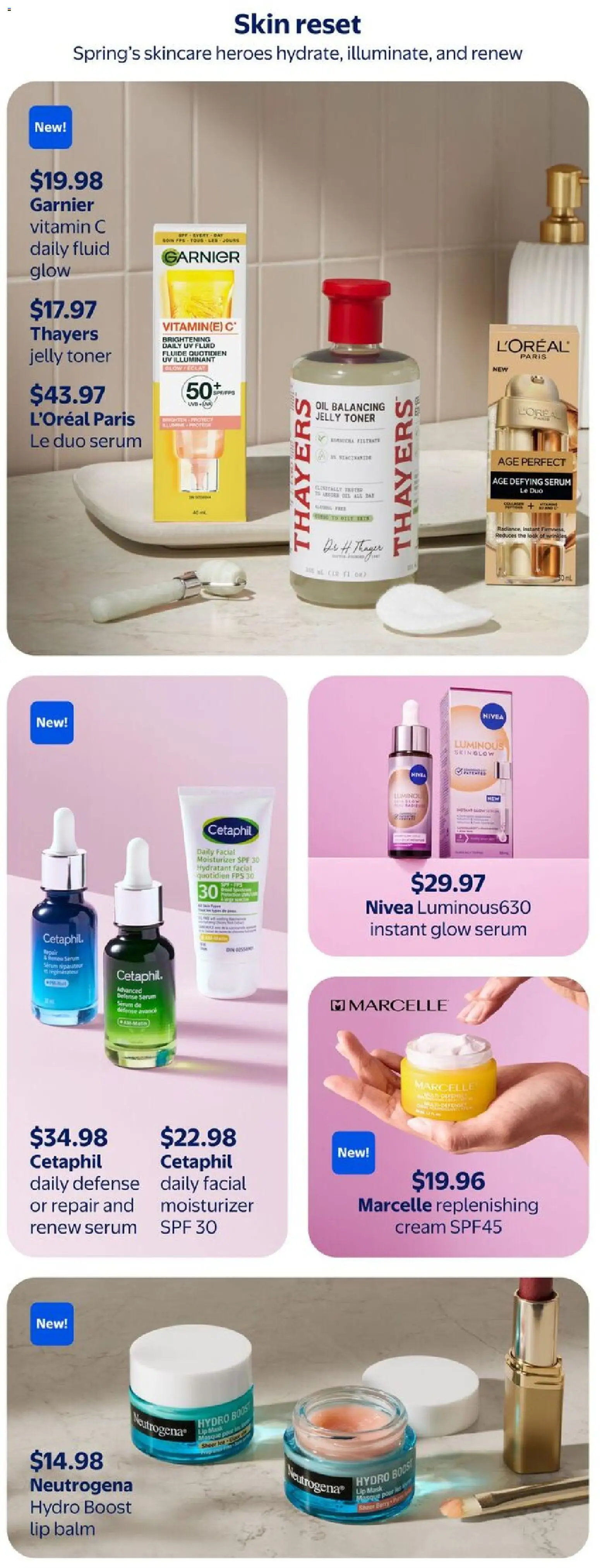 Walmart flyer valid from 02.04.2026 | Page: 4 | Products: Cream, Toner, Mask, Oil
