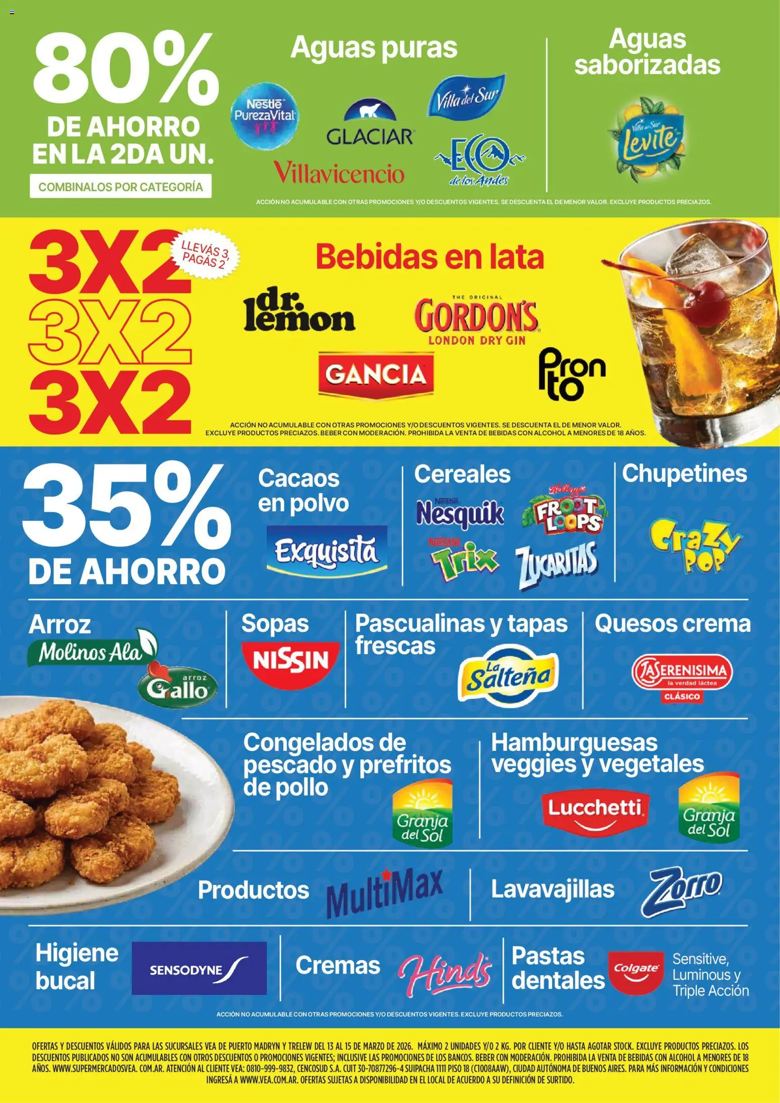 Vea - Ofertas fds Chubut │ válido desde el 13.03.2026 | Página: 6 | Productos: Lavavajillas, Pollo, Pescado, Gin