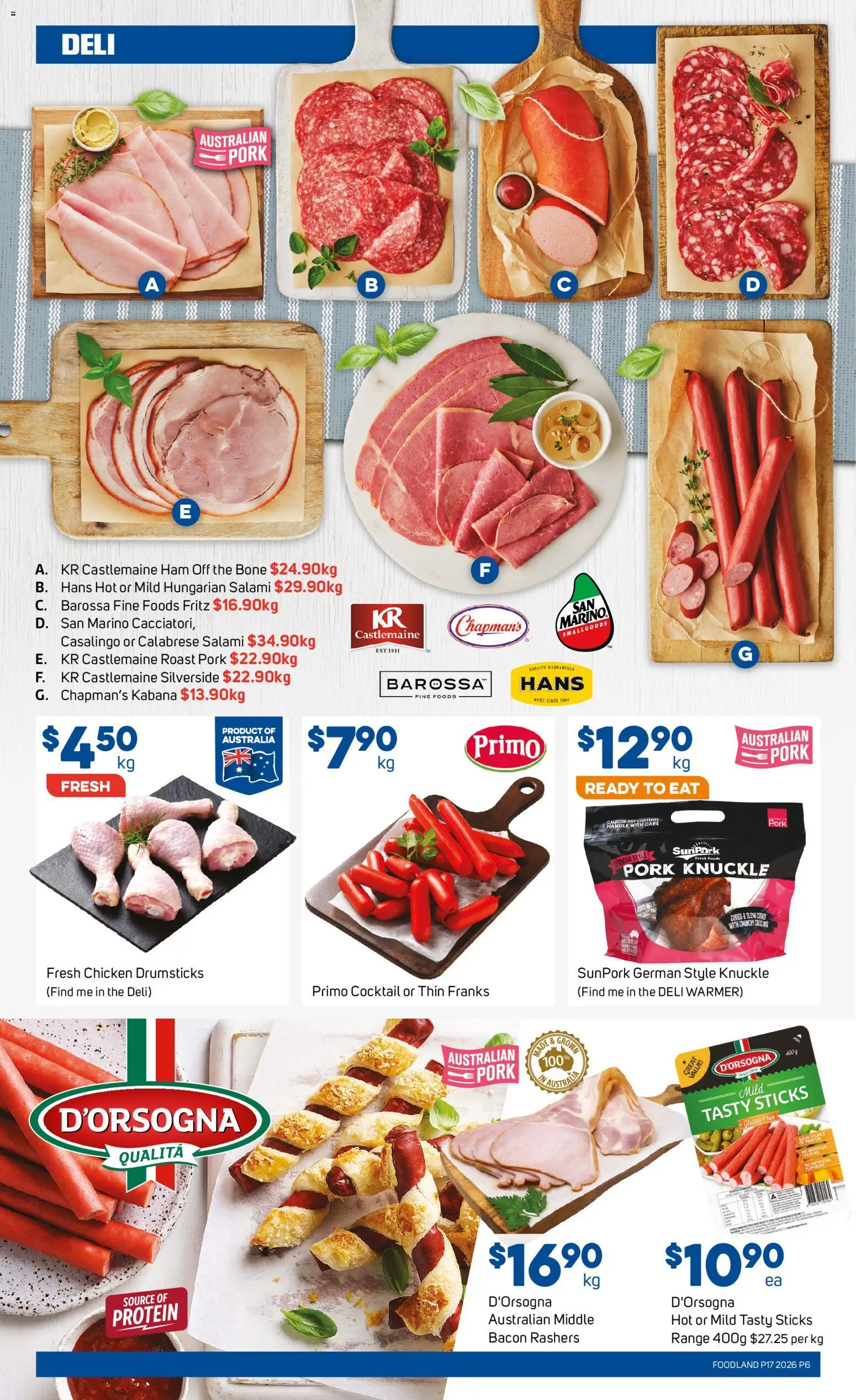 Foodland catalogue - valid from 22.04.2026 | Page: 6 | Products: Salami, Ham, Chicken, Pork