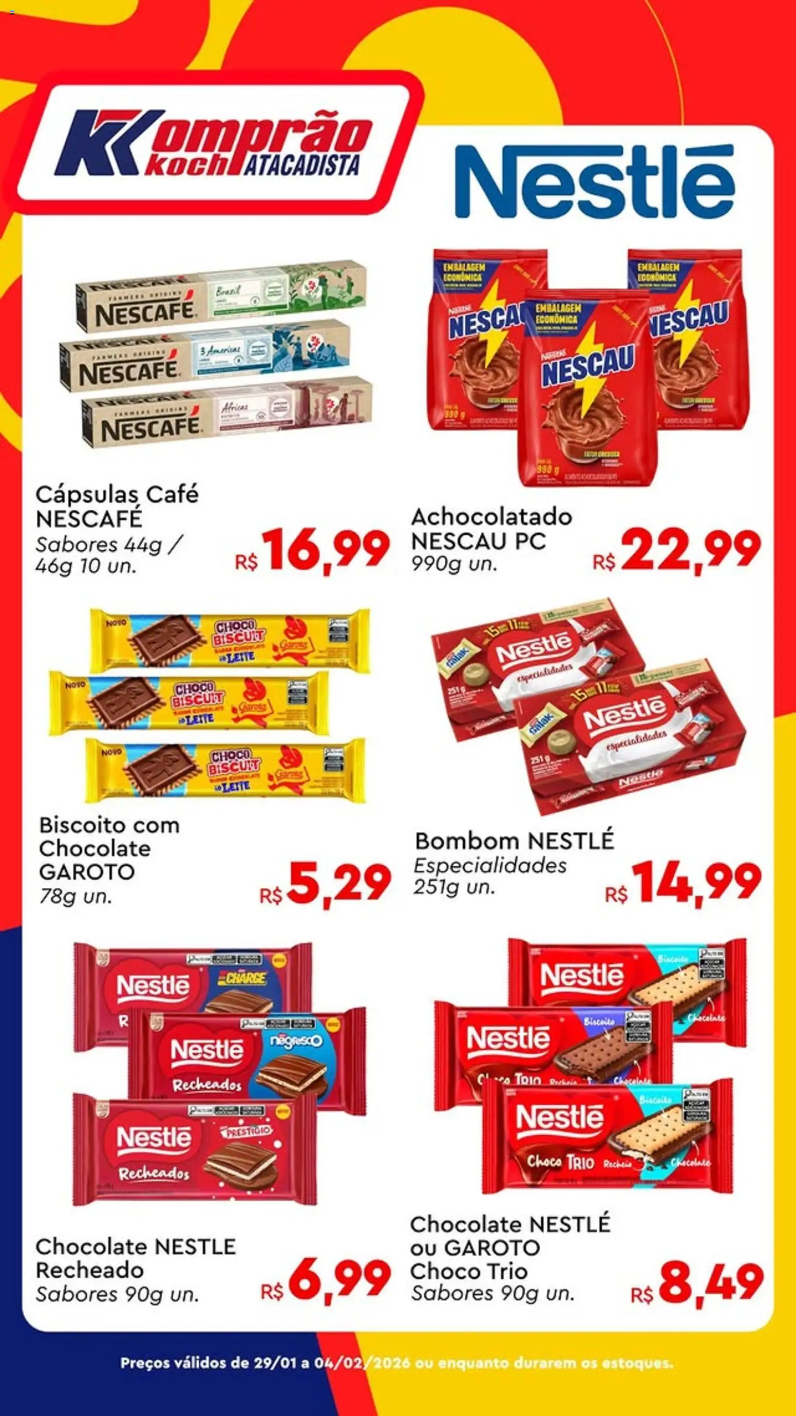 Komprao Atacadista Folheto - válido de 29.01.2026 | Página: 1 | Produtos: Biscoito, Nescau, Achocolatado, Bombom