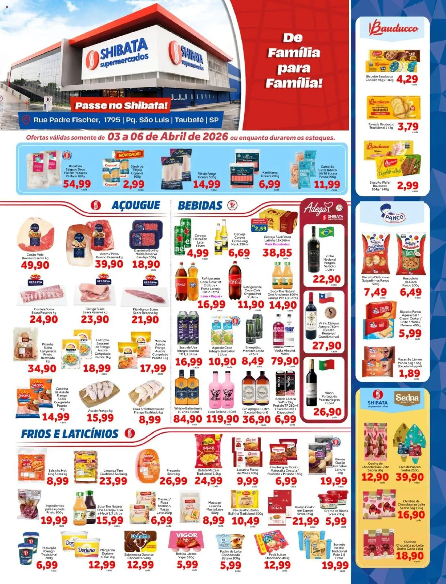 Shibata Folheto - válido de 03.04.2026 | Página: 1 | Produtos: Pão, Presunto, Ricota, Salgadinhos