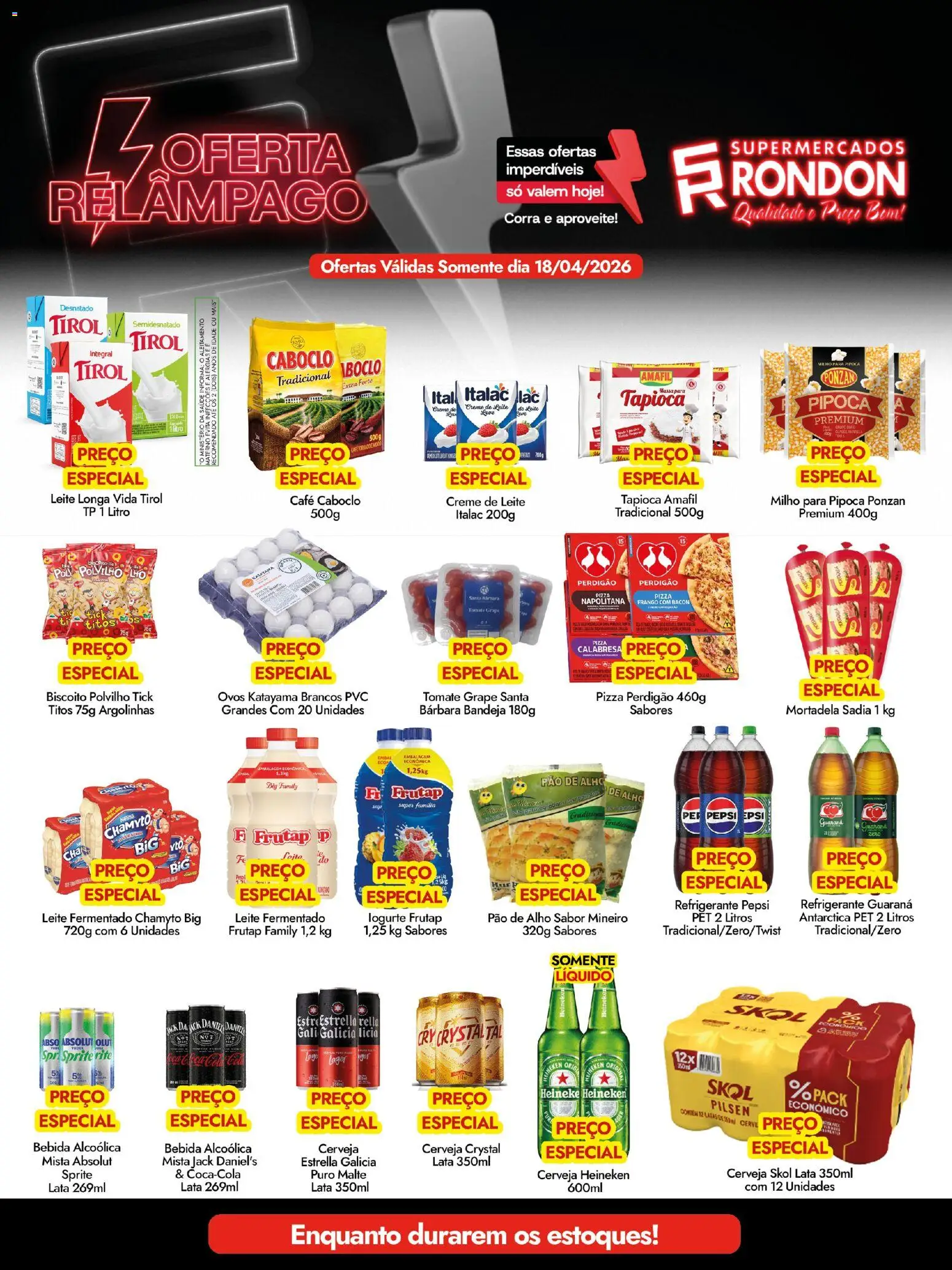 Supermercados Rondon Folheto - válido de 18.04.2026 | Página: 1 | Produtos: Alho, Pó, Polvilho, Café