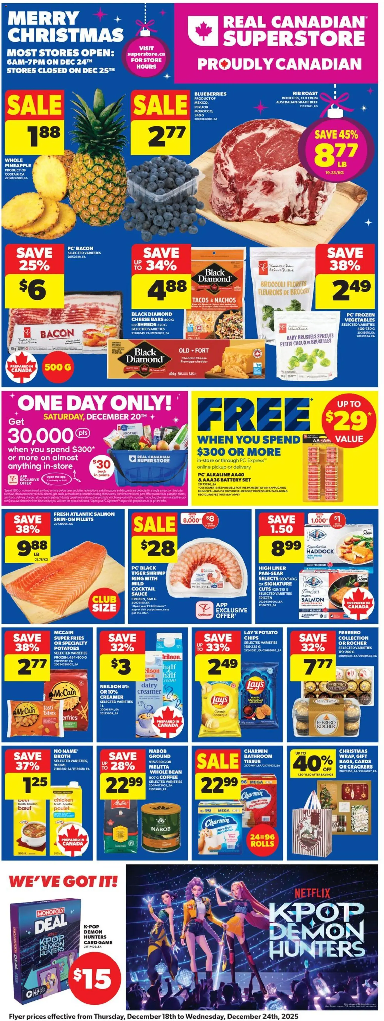 Real Canadian Superstore flyer valid from 18.12.2025 | Page: 3 | Products: Chips, Game, Potatoes, Chicken