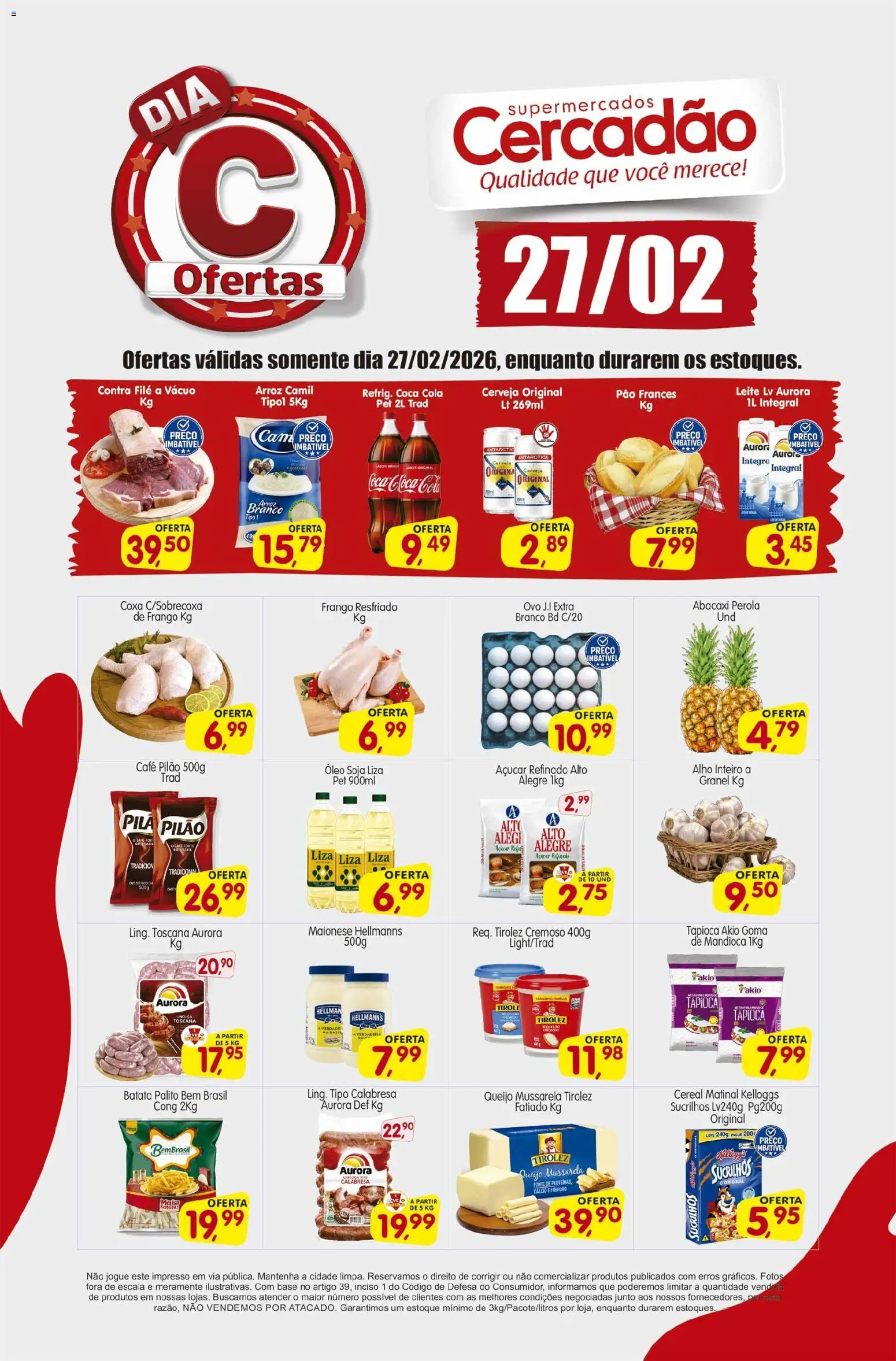 Cercadão Folheto - válido de 27.02.2026 | Página: 1 | Produtos: Fósforo, Alho, Cola, Café