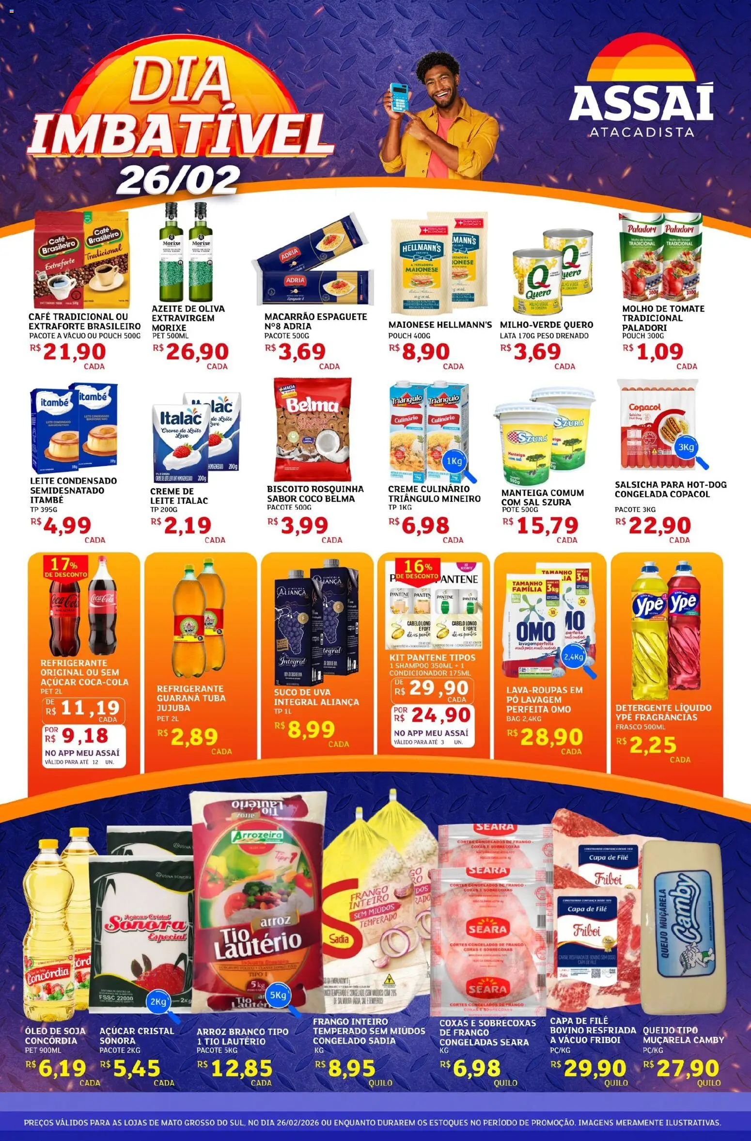 Assaí Atacadista Folheto - válido de 26.02.2026 | Página: 1 | Produtos: Biscoito, Cola, Macarrão, Rosquinha