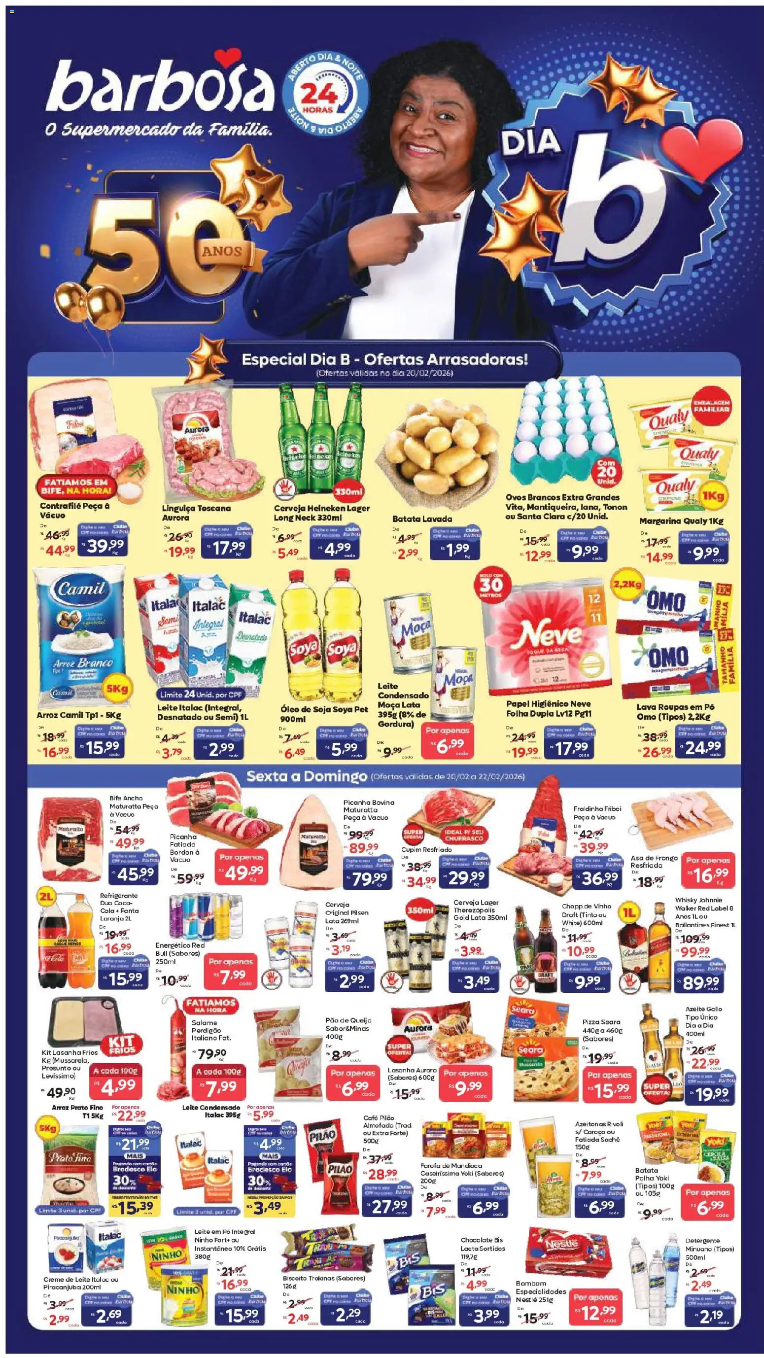 Barbosa Supermercados Folheto - válido de 20.02.2026 | Página: 1 | Produtos: Pó, Pão, Refrigerante, Soja