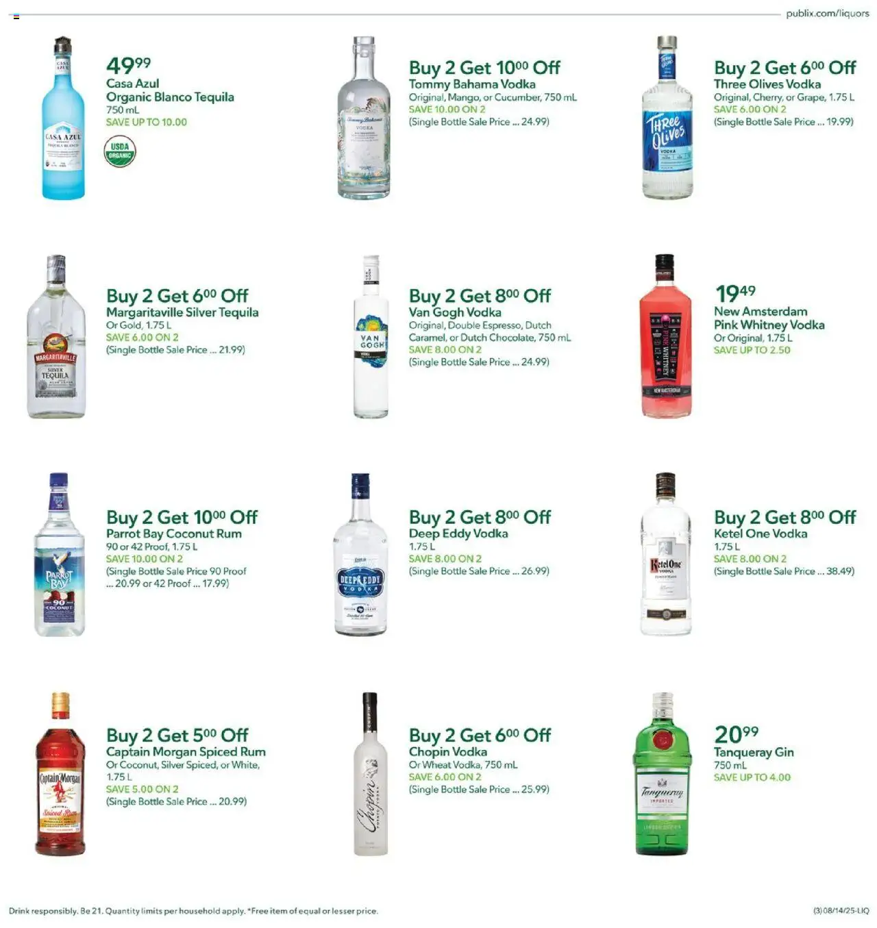 Publix Liquor - valid from 14.08.2025 | Page: 3 | Products: Gin, Vodka