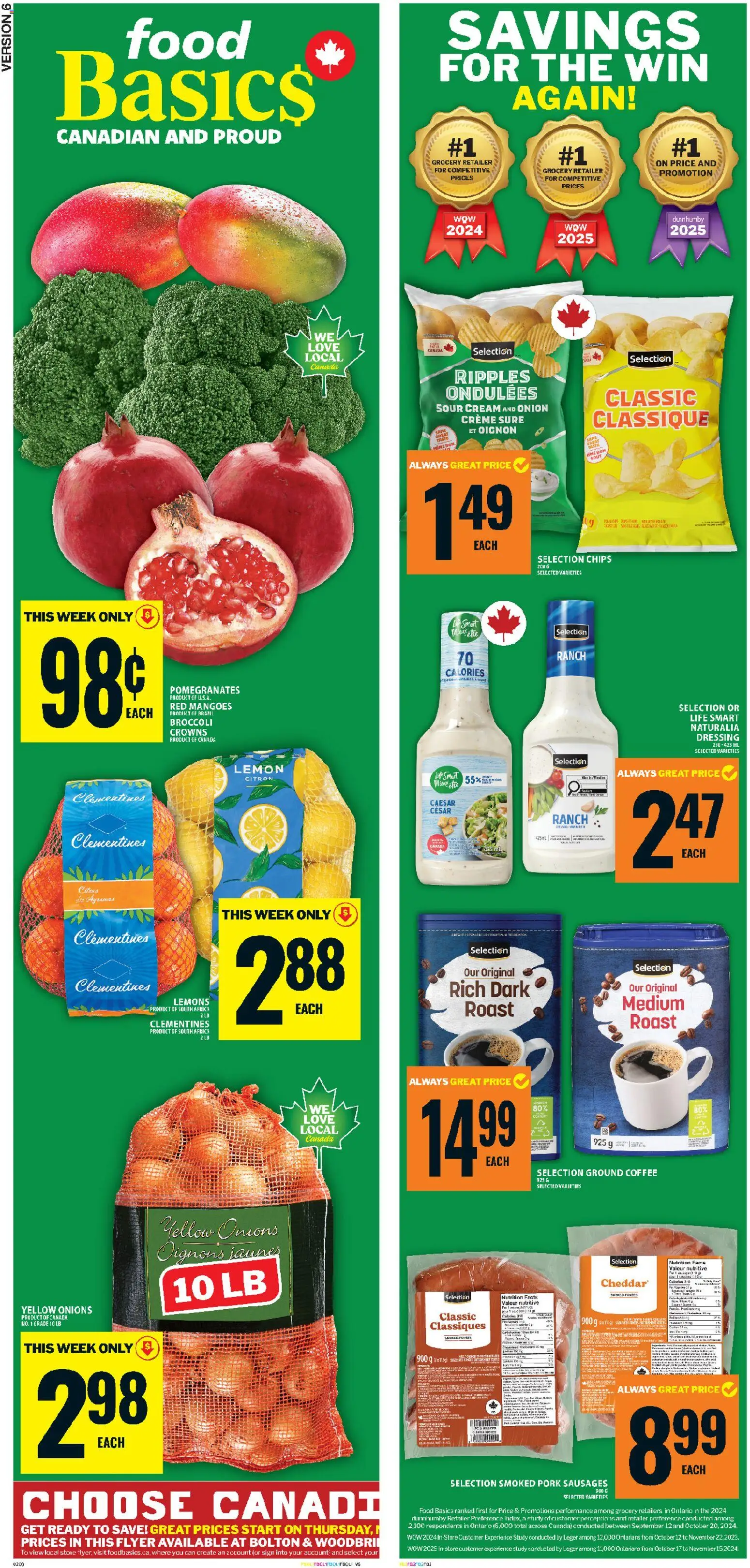 Food Basics flyer valid from 06.11.2025 | Page: 2 | Products: Sour cream, Chips, Coffee, Pork