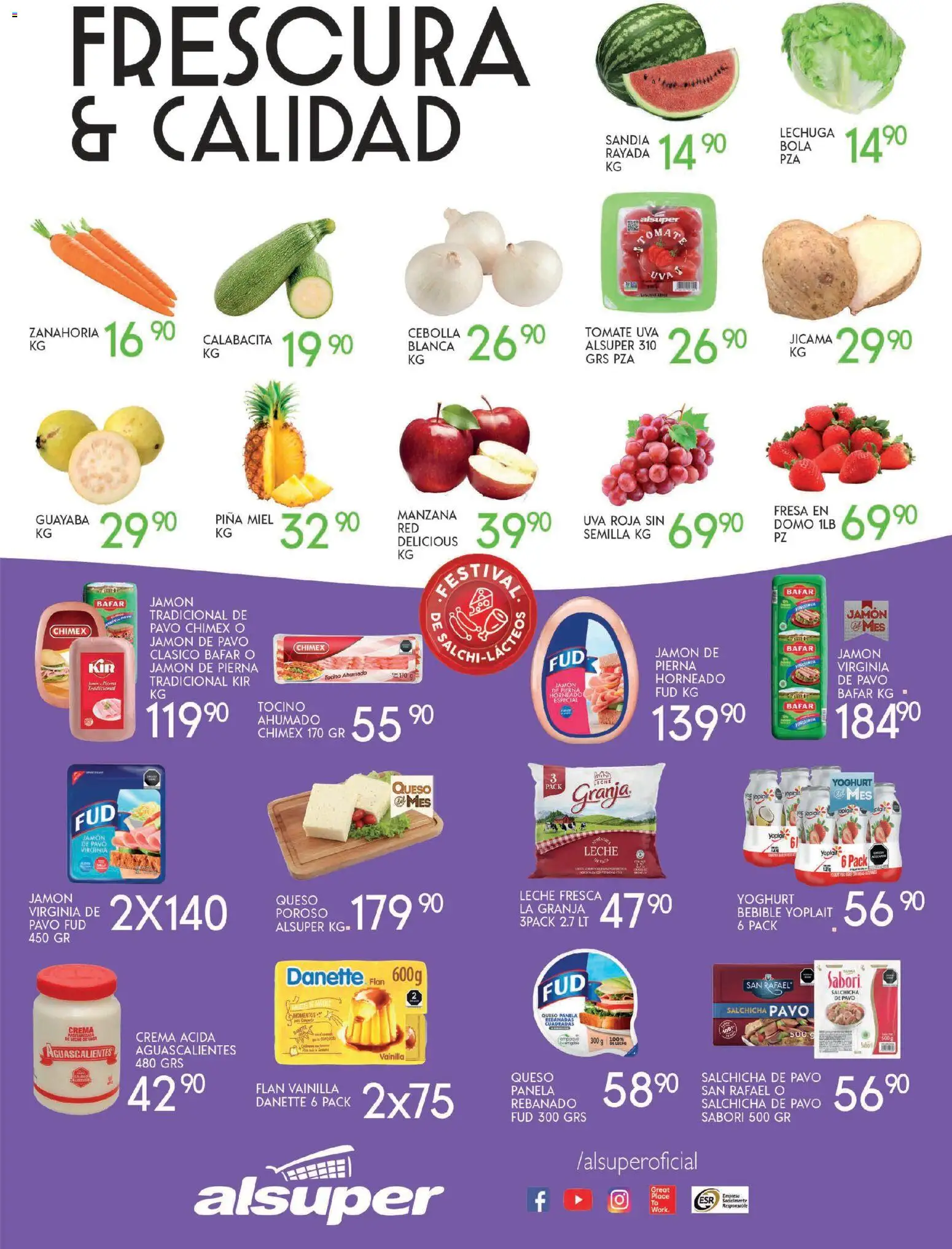 Nuevas ofertas de Alsuper válidas en toda la República Mexicana desde el 21.10.2025. ¡Encuentra las mejores ofertas en Alsuper folleto Zacatecas! | Página: 3 | Productos: Sandía, Crema, Jamón, Zanahoria
