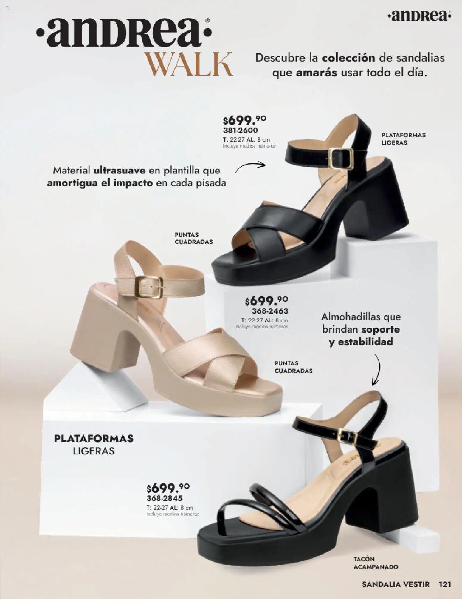 Nuevas ofertas de Andrea válidas en toda la República Mexicana desde el 24.08.2025. ¡Encuentra las mejores ofertas en Andrea - Catálogo Calzado Dama! | Página: 121 | Productos: Sandalias