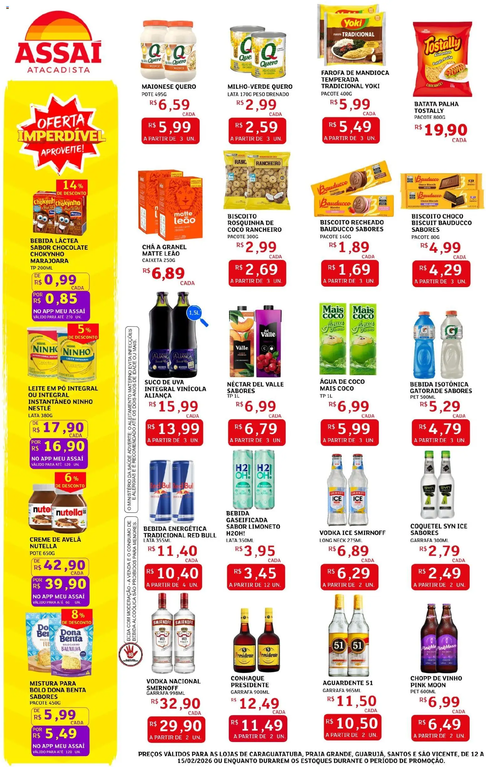 Assaí Atacadista Folheto - válido de 12.02.2026 | Página: 2 | Produtos: Leite, Chocolate, Chá, Leite em pó