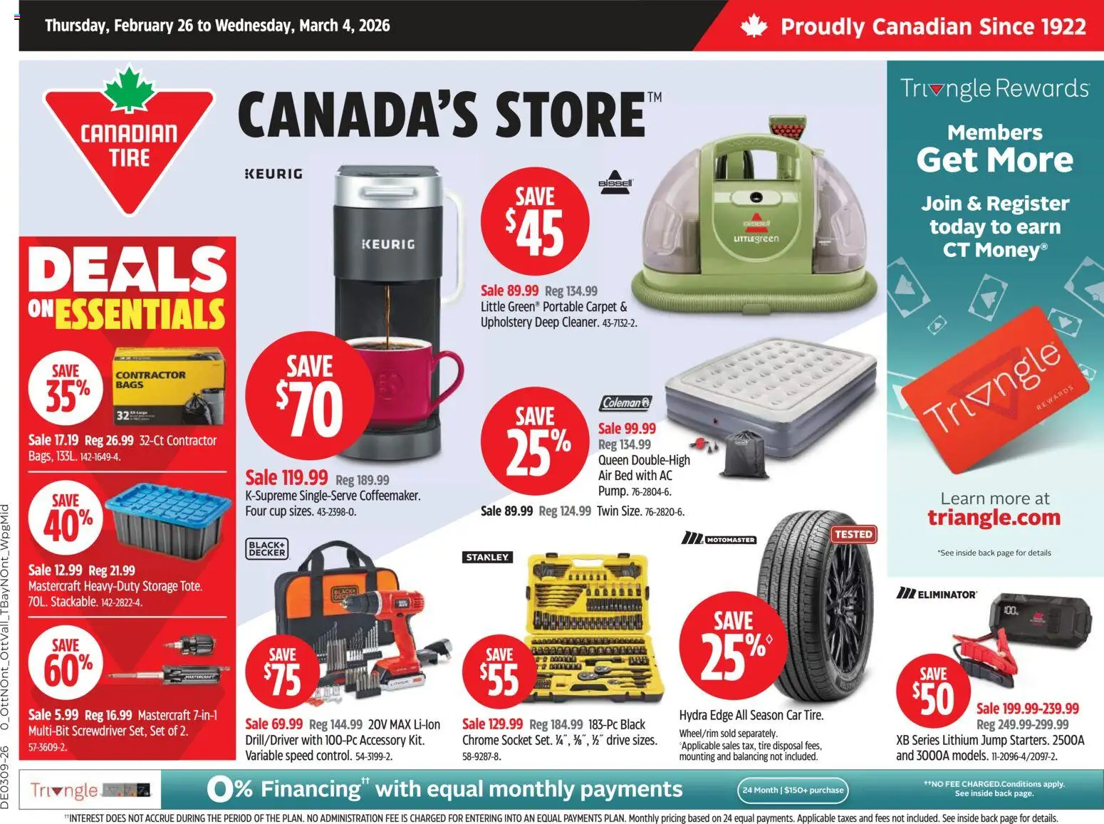 Canadian Tire flyer valid from 26.02.2026 | Page: 1 | Products: Bed, Socket, Carpet