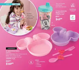 Vista previa de Vajilla Minnie babies, Vajilla Minnie babies Plástico. Plato extendido: 20.2 x 23.4 x 2.6 cm, Bowl: 16.9 x 19.6 x 4.1 cm, Cuchara y tenedor: 15.7 cm, nuevo folleto de la tienda, válido en México a partir del 28.11.2025 | Página: 162 | Productos: Cuchara, Tenedor, Bowl