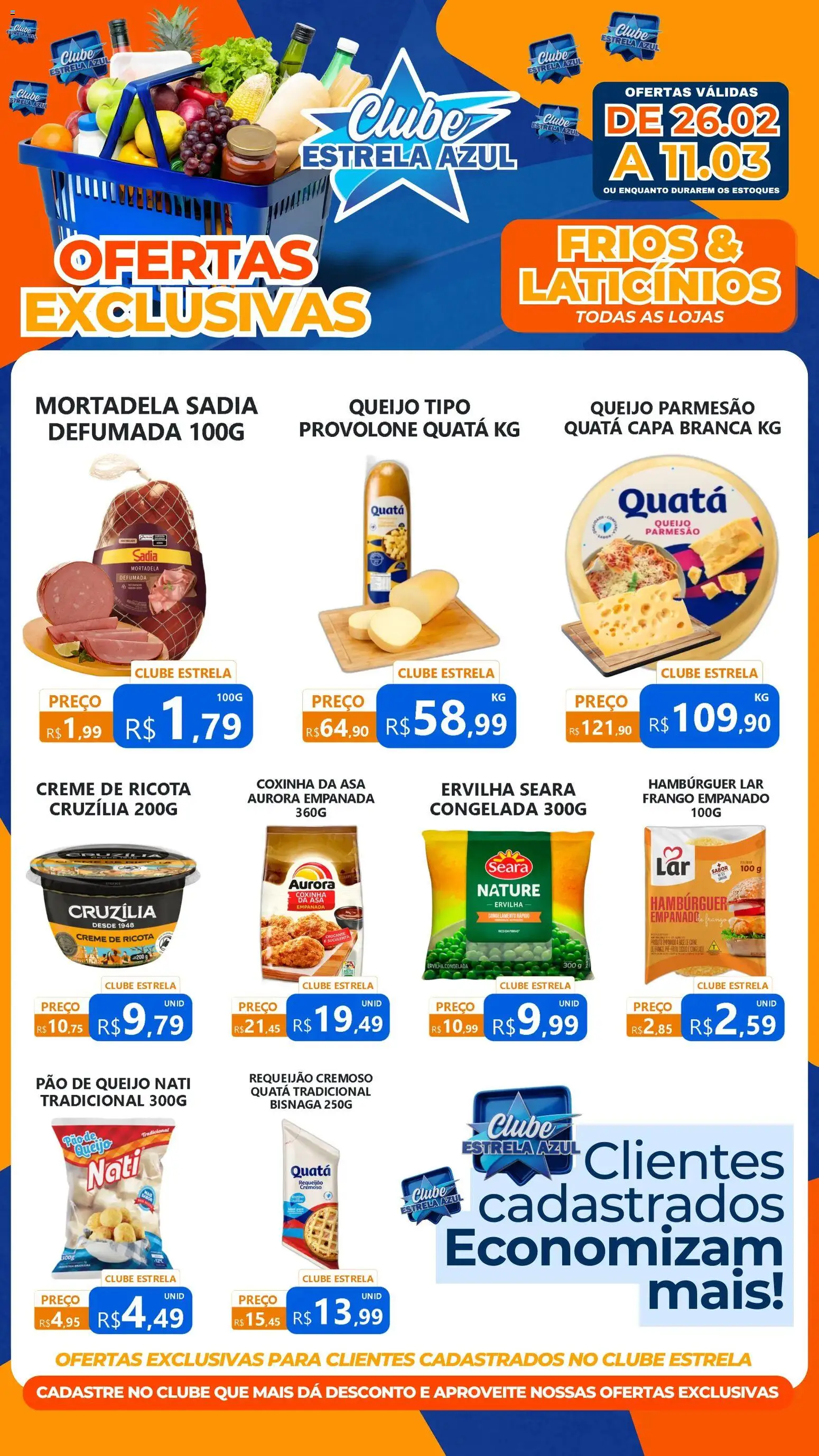 Estrela Azul Folheto - válido de 26.02.2026 | Página: 3 | Produtos: Ervilha, Provolone, Ricota, Queijo parmesão