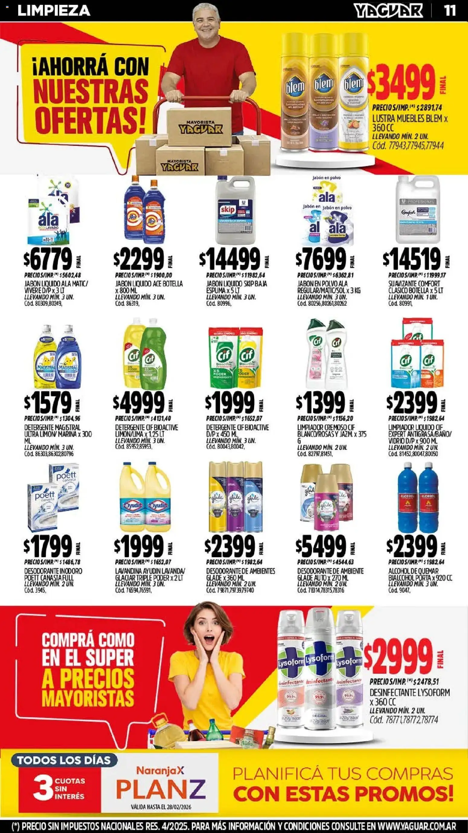 Yaguar - Oferta Semanal Misiones │ válido desde el 23.02.2026 | Página: 11 | Productos: Desinfectante, Inodoro, Detergente, Espuma