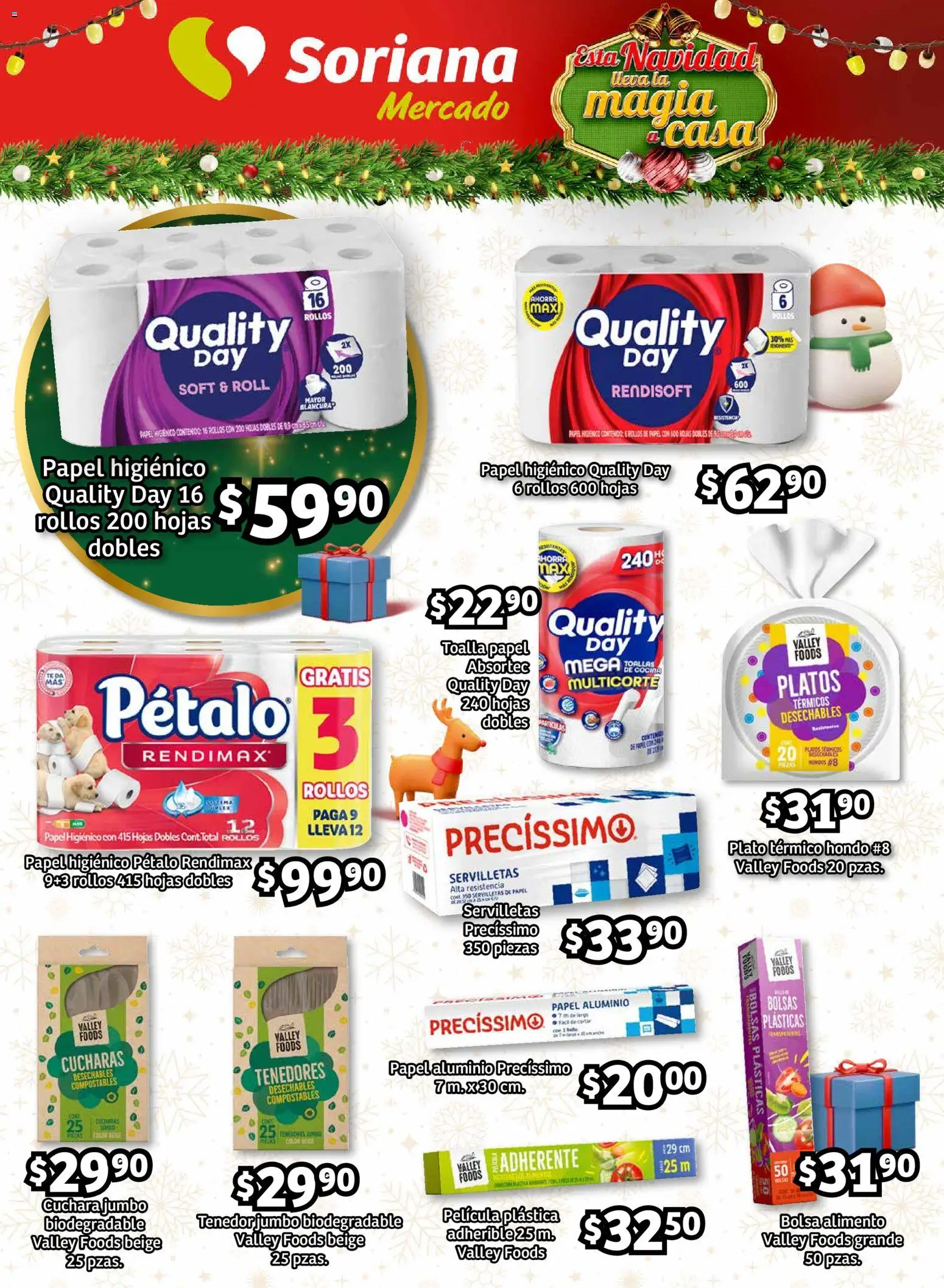 Nuevas ofertas de Soriana válidas en toda la República Mexicana desde el 27.11.2025. ¡Encuentra las mejores ofertas en Soriana - Pesito Valedor Mercado: Chih, Coah, Dur, NL, SLP, Tamps, Zac! | Página: 19 | Productos: Toalla, Papel higiénico, Té, Servilletas