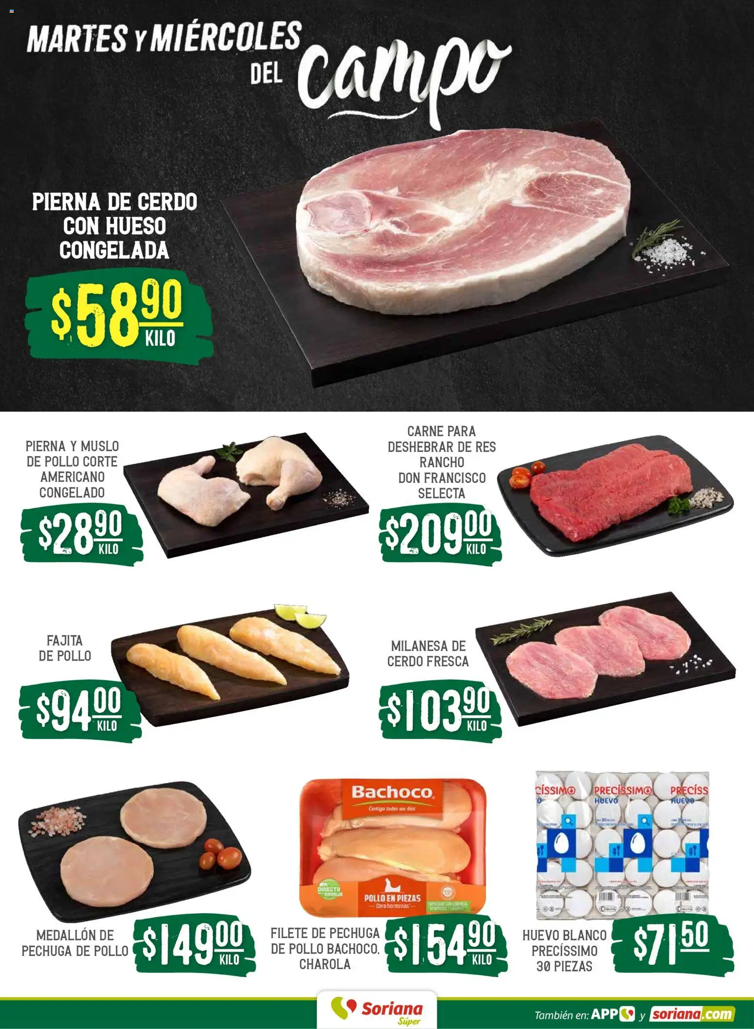Nuevas ofertas de Soriana válidas en toda la República Mexicana desde el 21.04.2026. ¡Encuentra las mejores ofertas en Soriana Martes y Miércoles del Campo Súper: BCS, Son y Sin! | Página: 4 | Productos: Pollo, Milanesa, Cerdo, Res