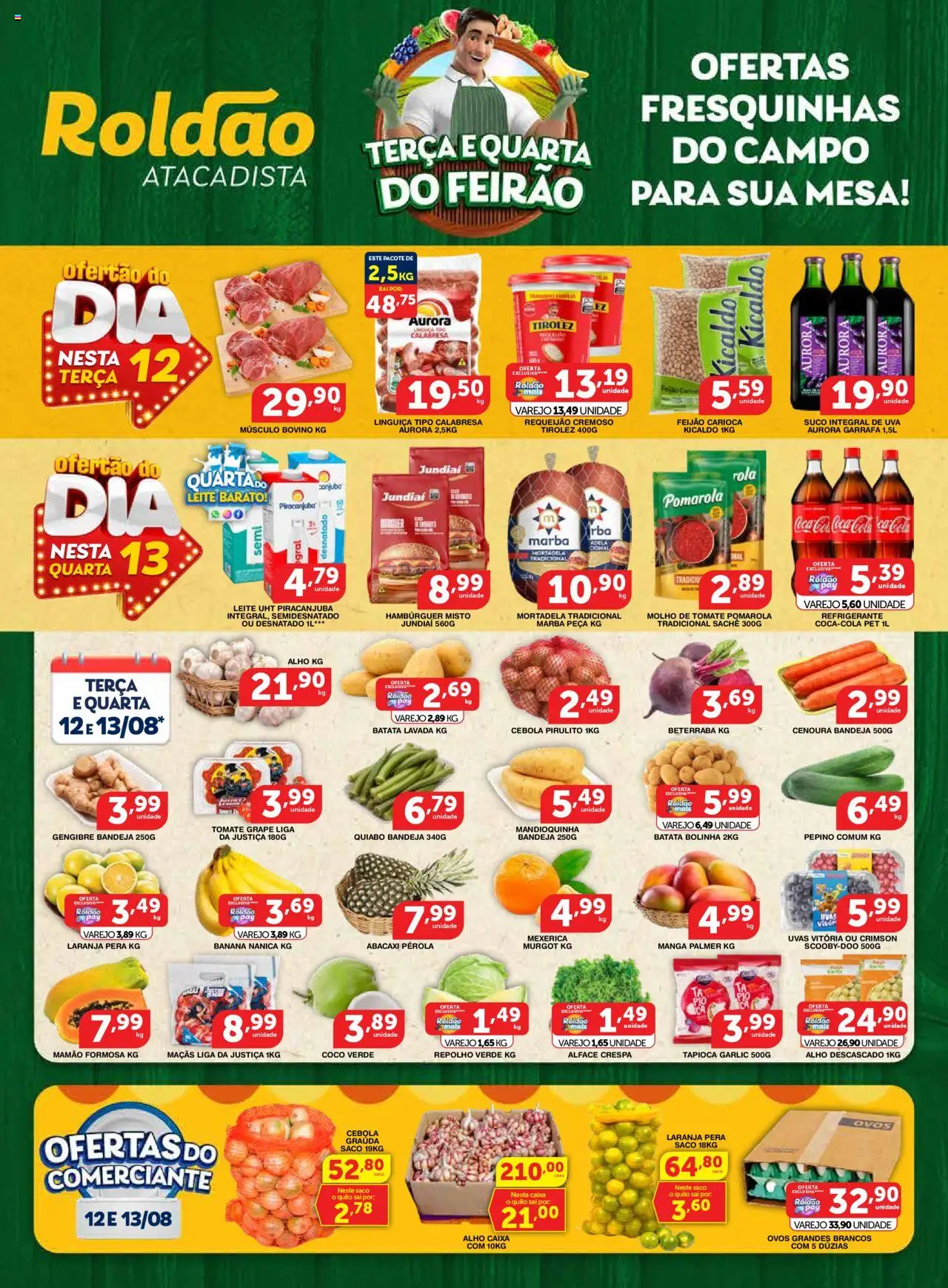 Roldão Folheto - válido de 12.08.2025 | Página: 1 | Produtos: Feijão, Gengibre, Mortadela, Uvas