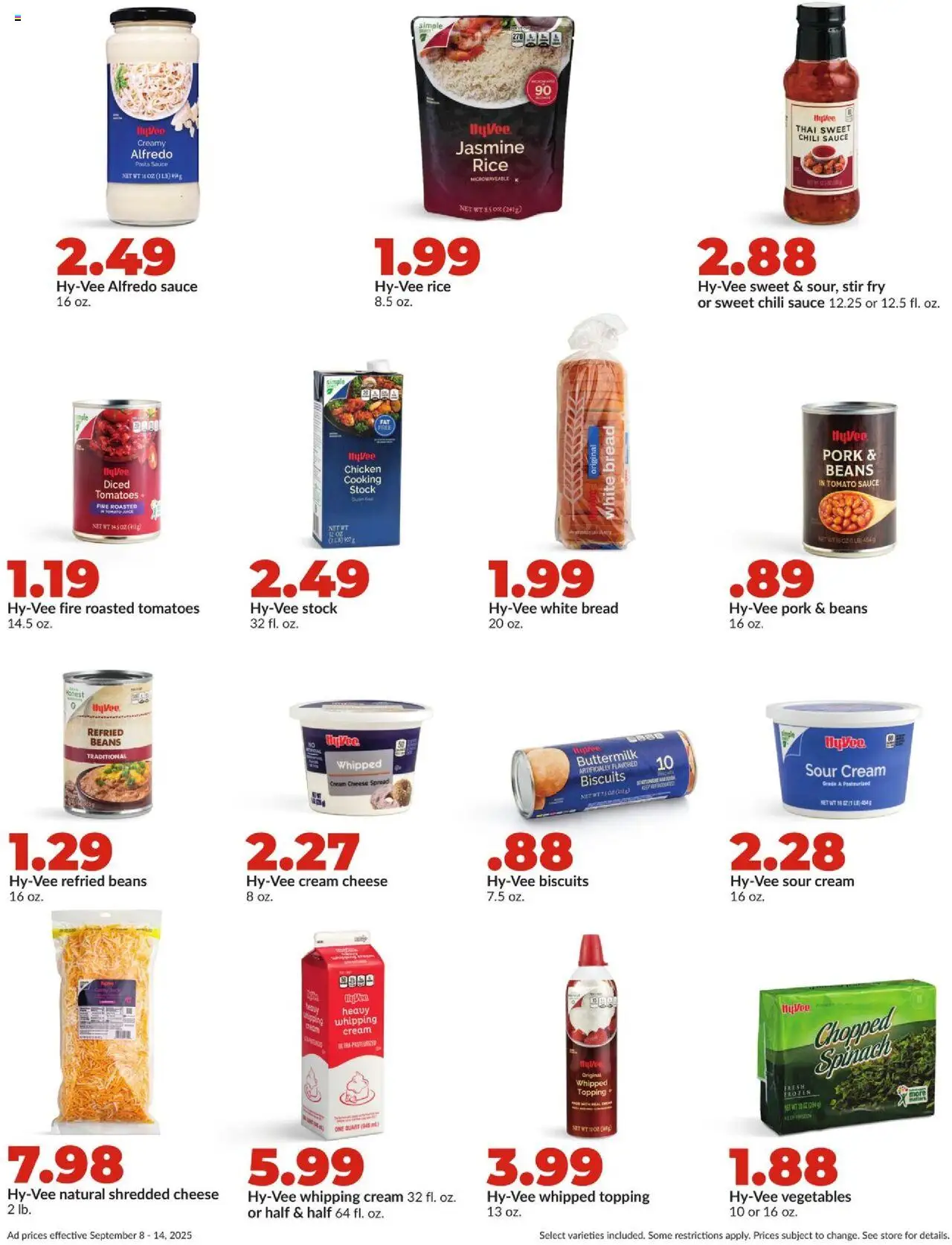 HyVee Weekly Ad - valid from 08.09.2025 | Page: 15 | Products: Cheese, Pork, Tomatoes, Pasta