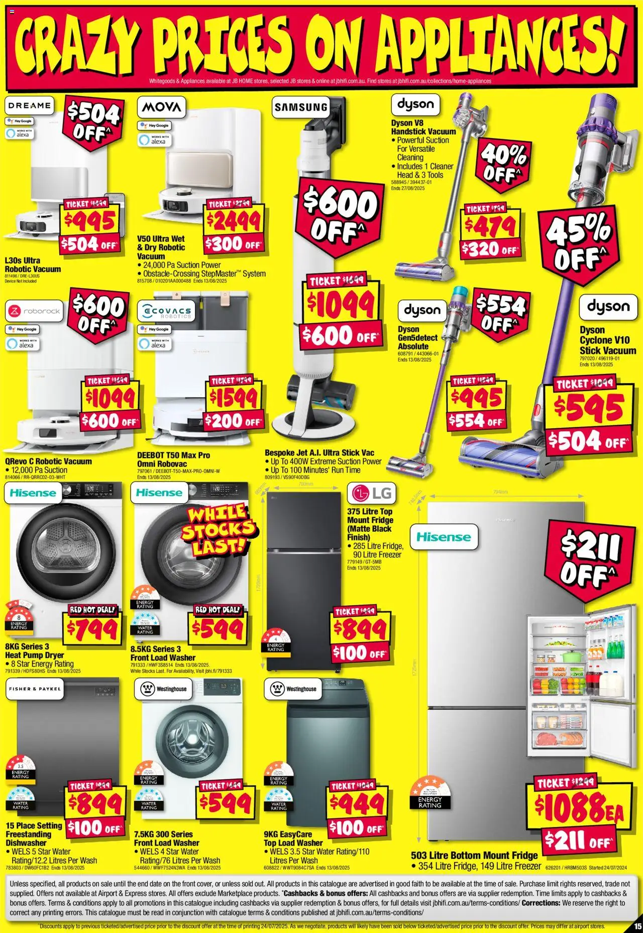 JB Hi-Fi catalogue - valid from 31.07.2025 | Page: 15 | Products: Device, Freezer, Tools, Washer