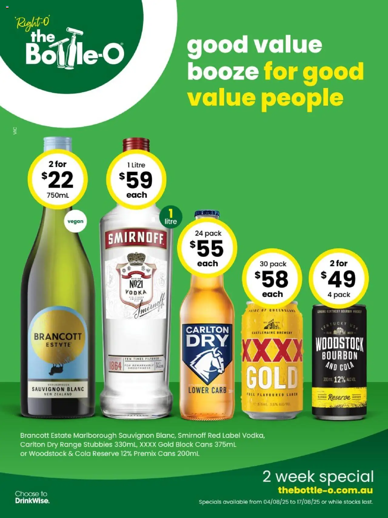The Bottle-O catalogue - valid from 04.08.2025 | Page: 1 | Products: Bourbon, Vodka, Whiskey