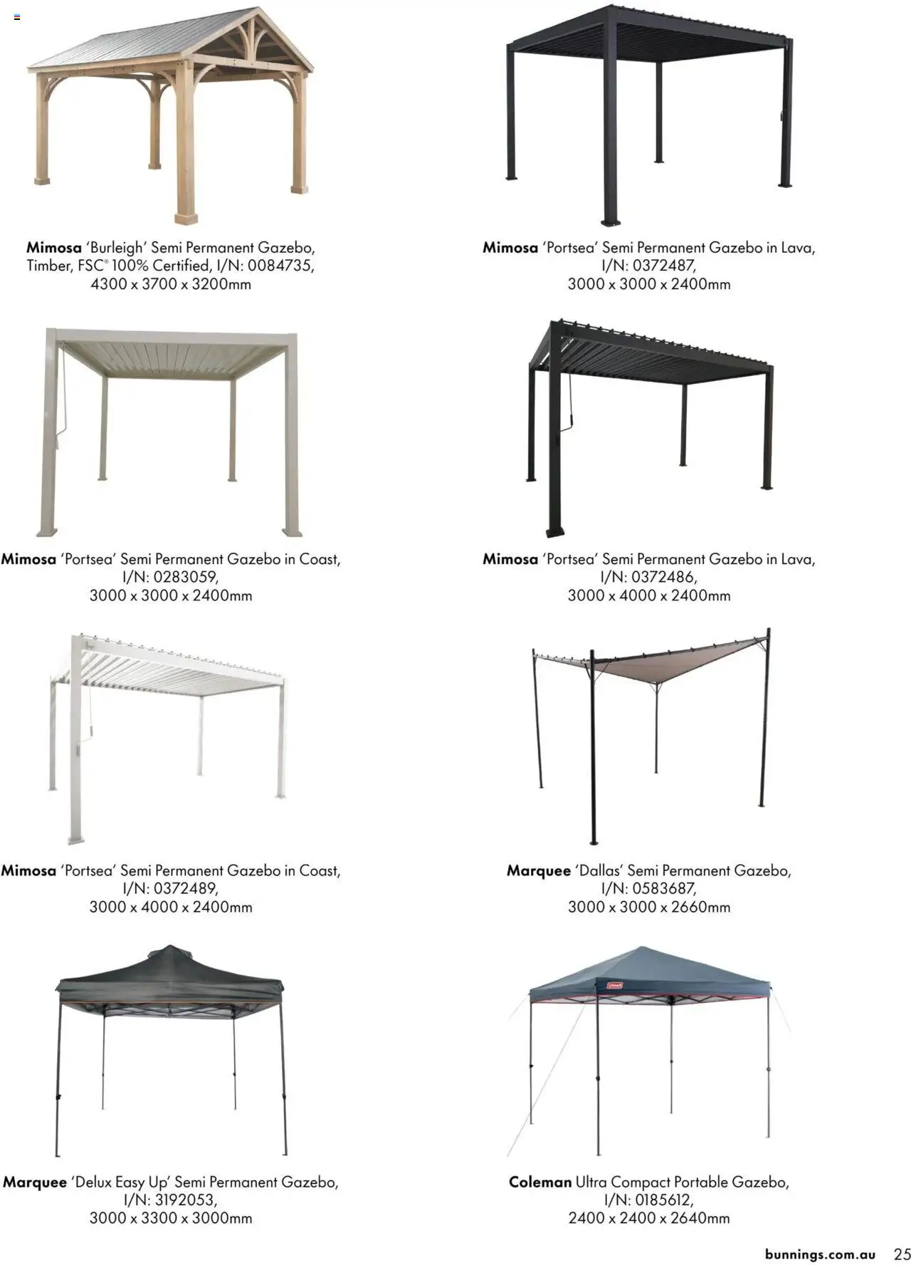 Bunnings Warehouse catalogue - valid from 03.09.2024 | Page: 25 | Products: Gazebo, Portable