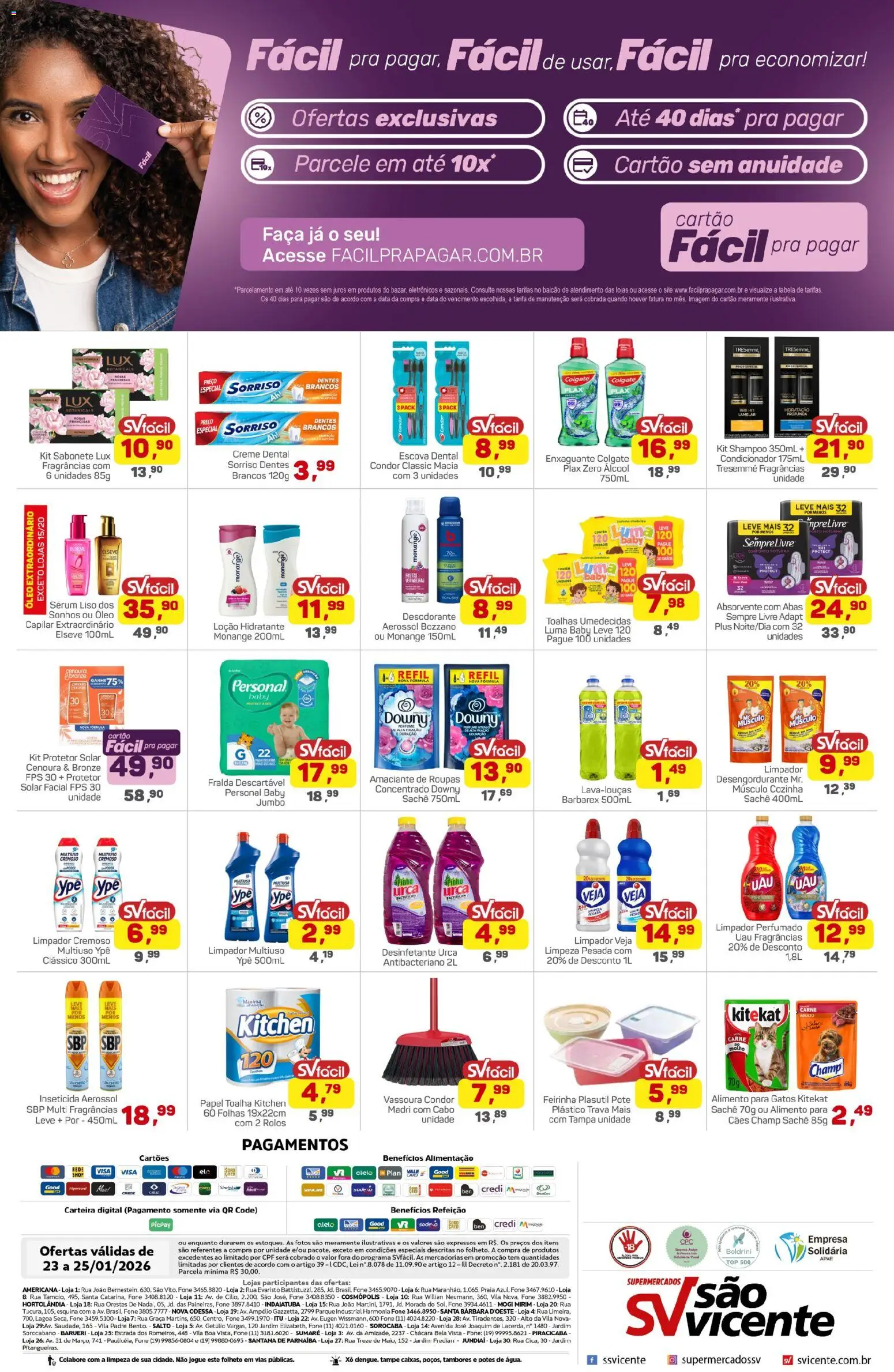 Supermercados São Vicente Folheto - válido de 23.01.2026 | Página: 4 | Produtos: Sérum, Potes, Inseticida, Vassoura