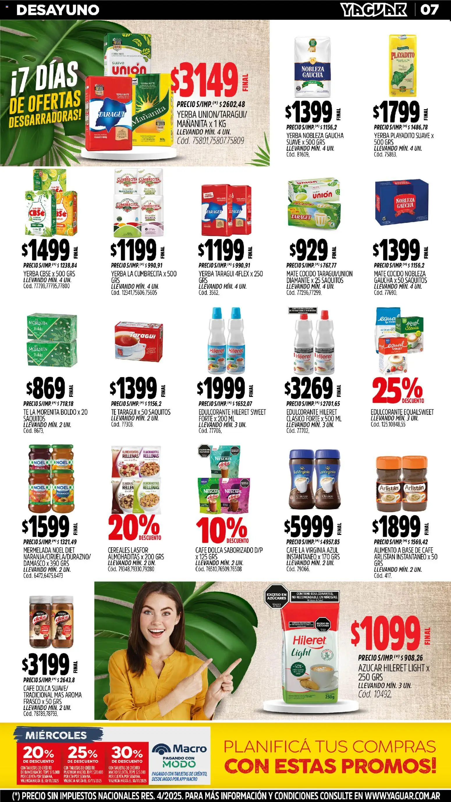 Yaguar - San Juan │ válido desde el 03.11.2025 | Página: 7 | Productos: Azucar, Edulcorante, Té, Mermelada