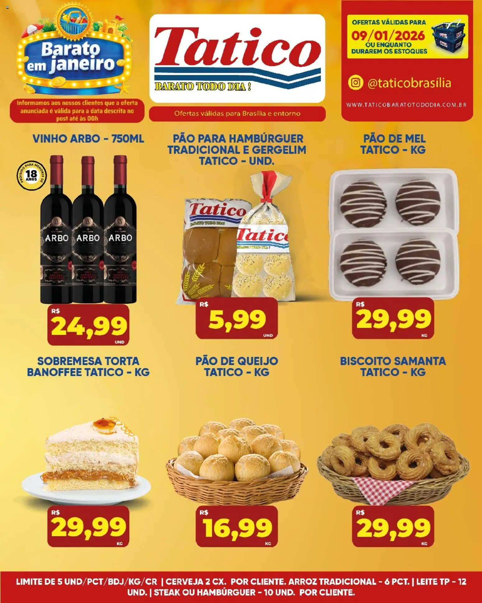 Tatico Folheto - válido de 09.01.2026 | Página: 7 | Produtos: Biscoito, Vinho, Mel, Hambúrguer