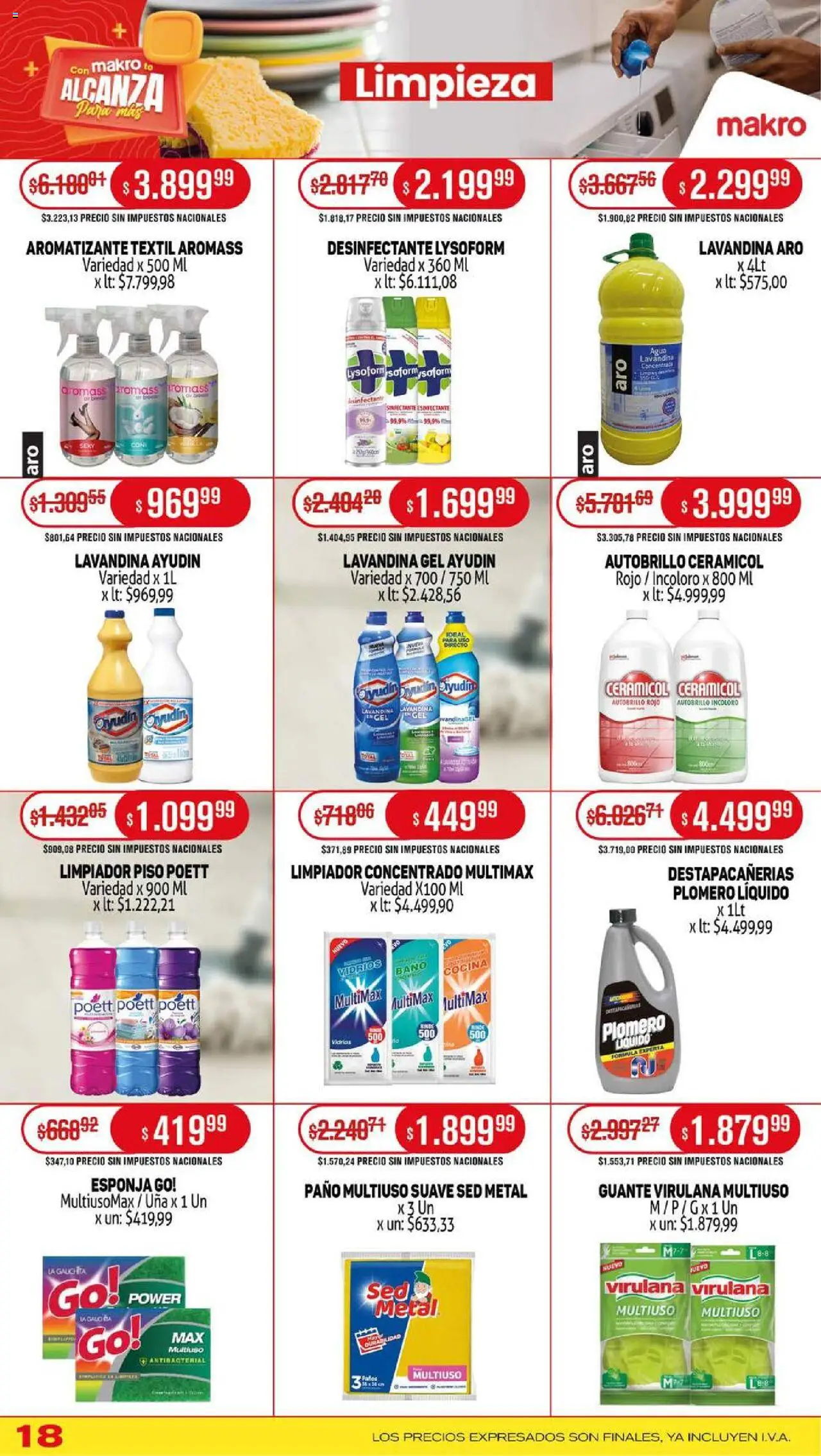 Makro ofertas │ válido desde el 07.08.2025 | Página: 18 | Productos: Lavandina, Cocina, Baño, Esponja